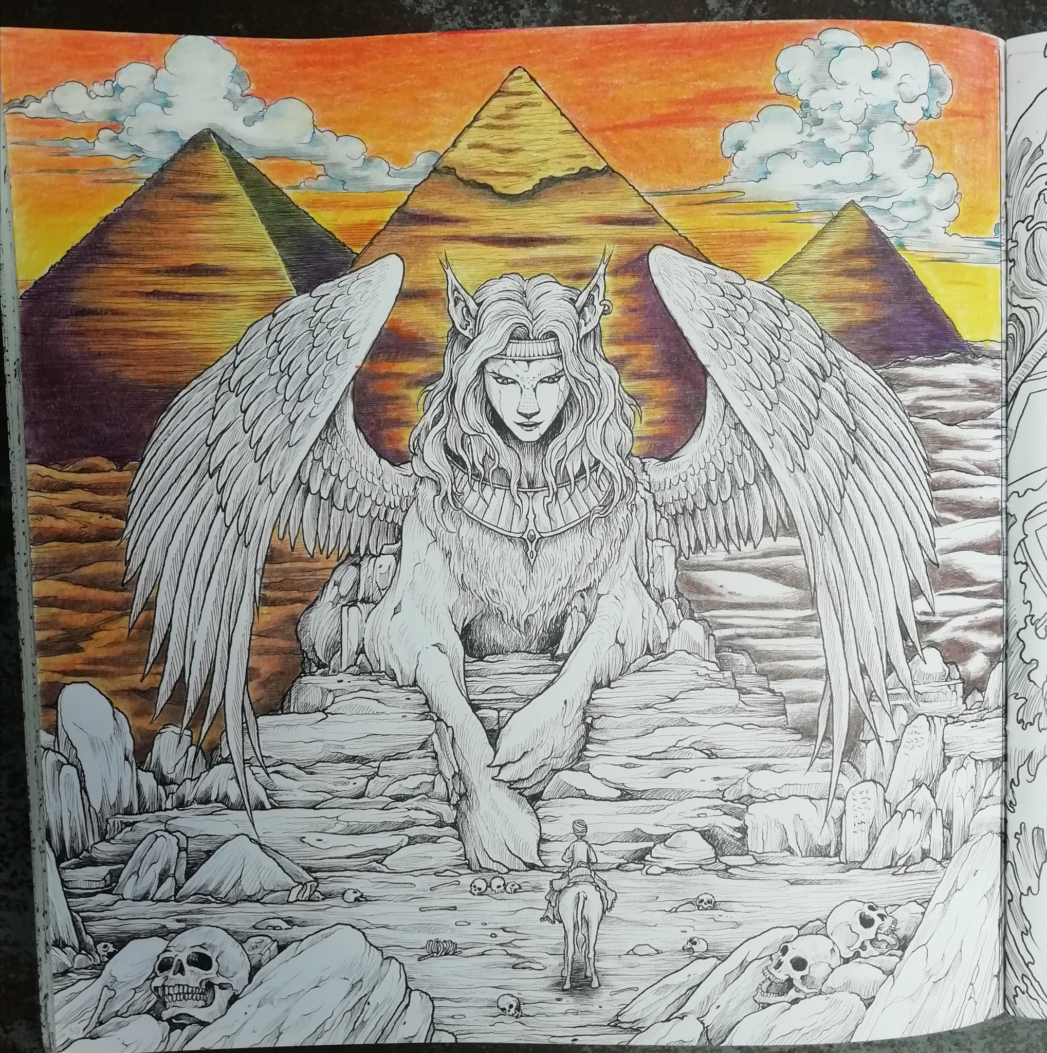 Coloring book art inspired by Kerby Rosanes' Mythic World