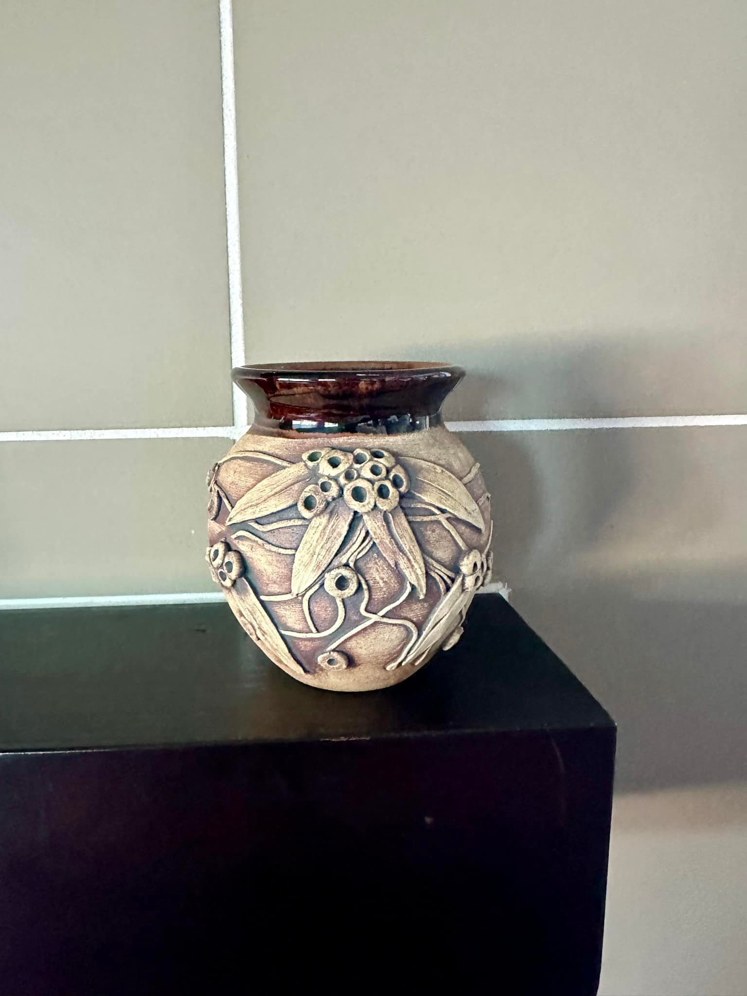 Gorgeous pair of retro Wartook Pottery handmade small cannisters