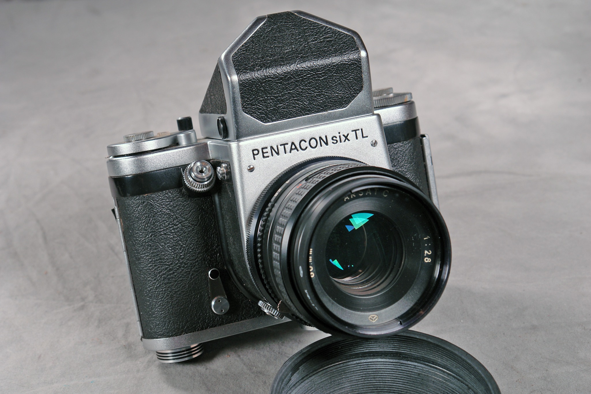 Pentacon Six with 80mm Arsat lens made in Ukraine.