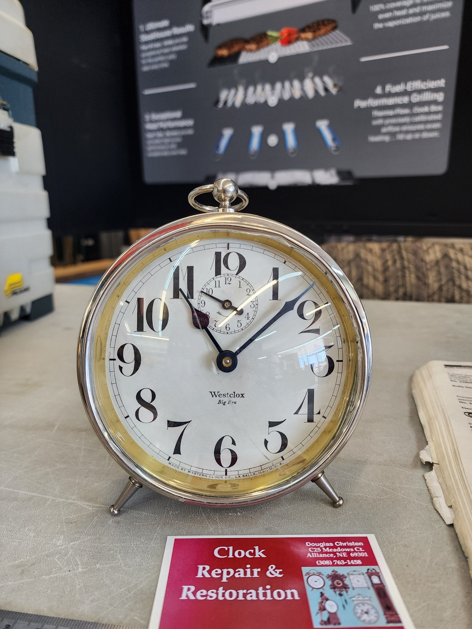 1921 Finkelstein's ad features Westclox Big Ben alarm clock