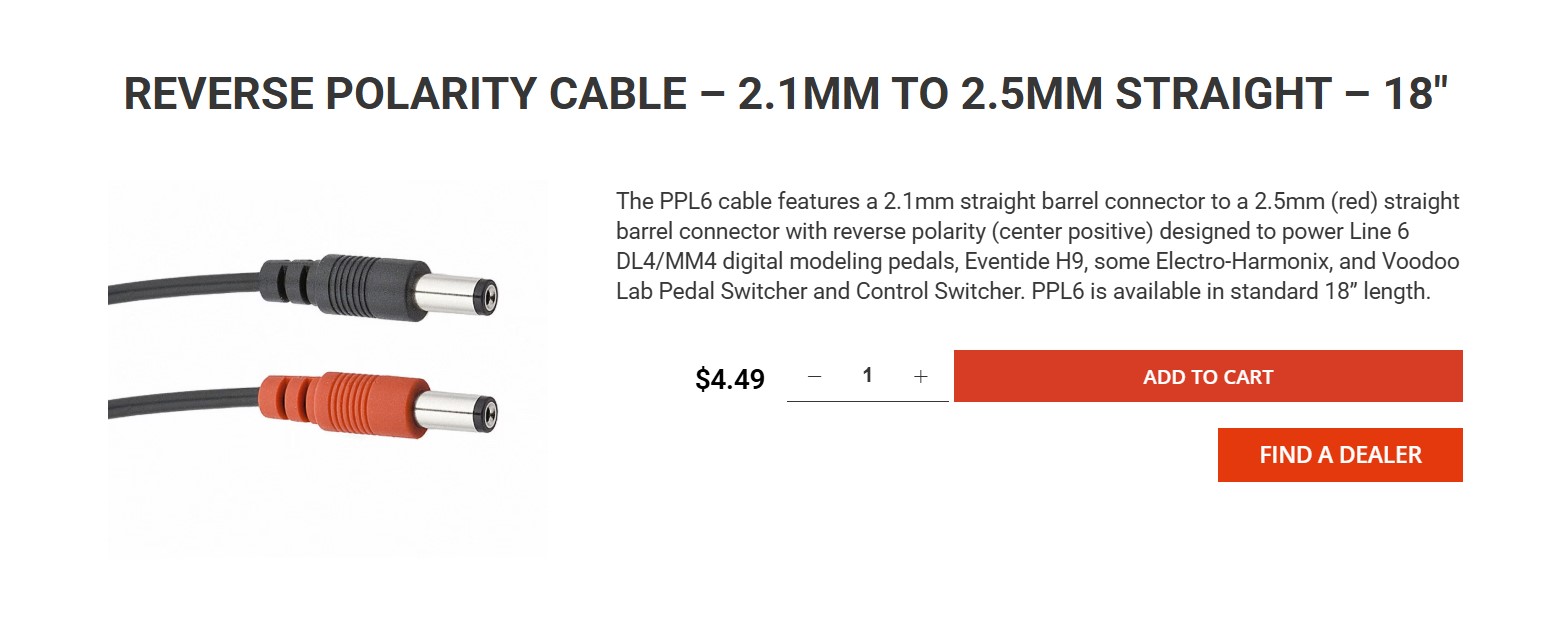 What power cable fits Eventide H9 and Walrus Canvas power supply?