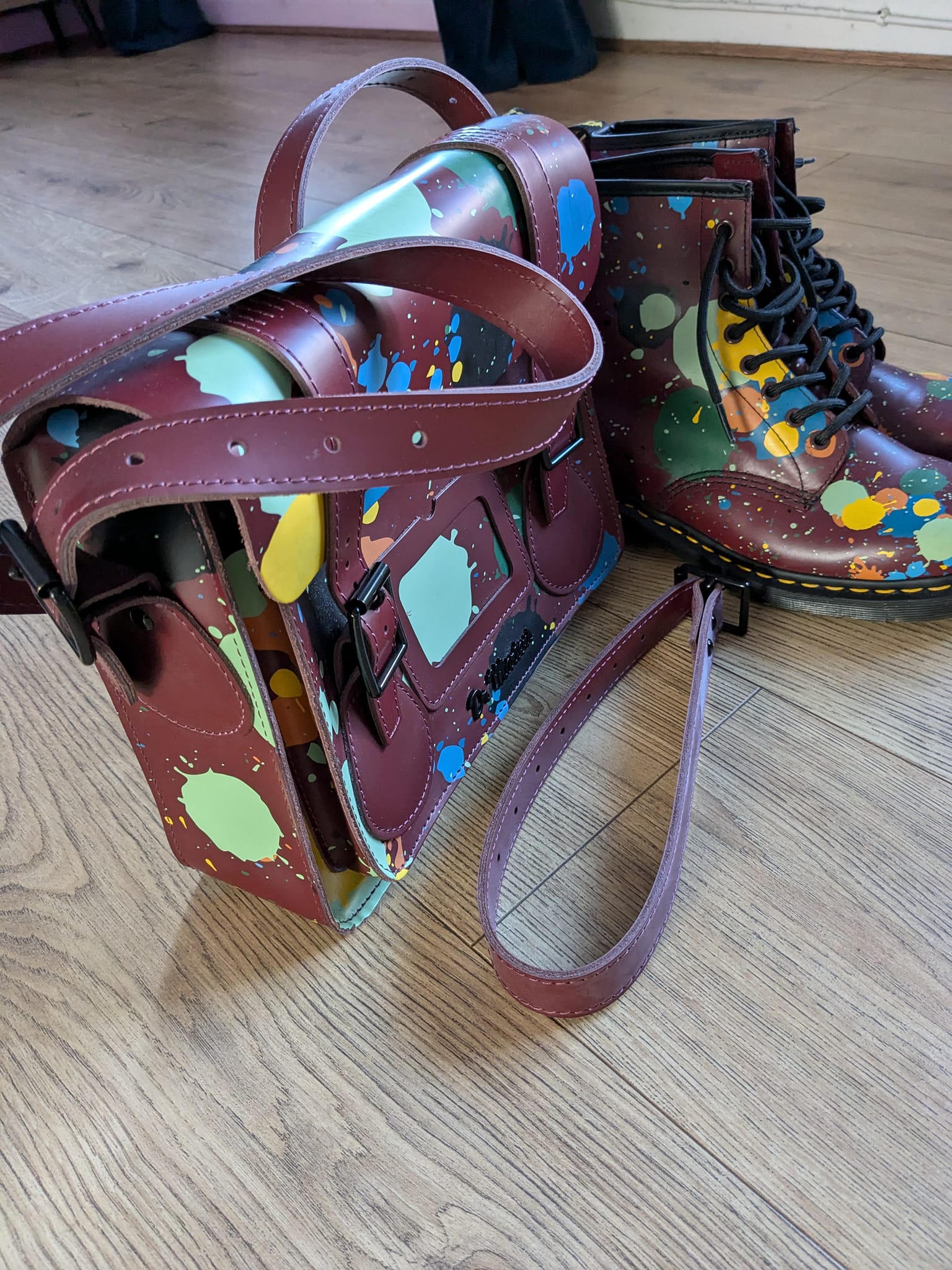 ⚠️ S O L D ⚠️ Dr Martens 1460 Pascal Paint Splash Splatter Red 