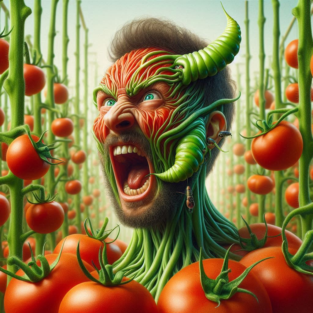 mjbest_tomato prompt: A human head with tomatoes for eyes, melting