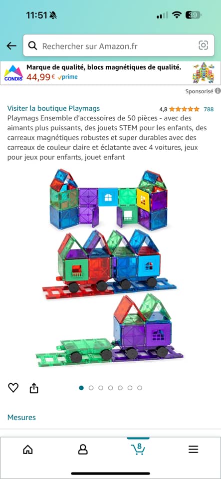 Blocs Magnétiques 42 Pièces – Carreaux Aimants Enfants STEM, Jouets Construction Créatifs Pour Filles Et Garçons 3-8 Ans