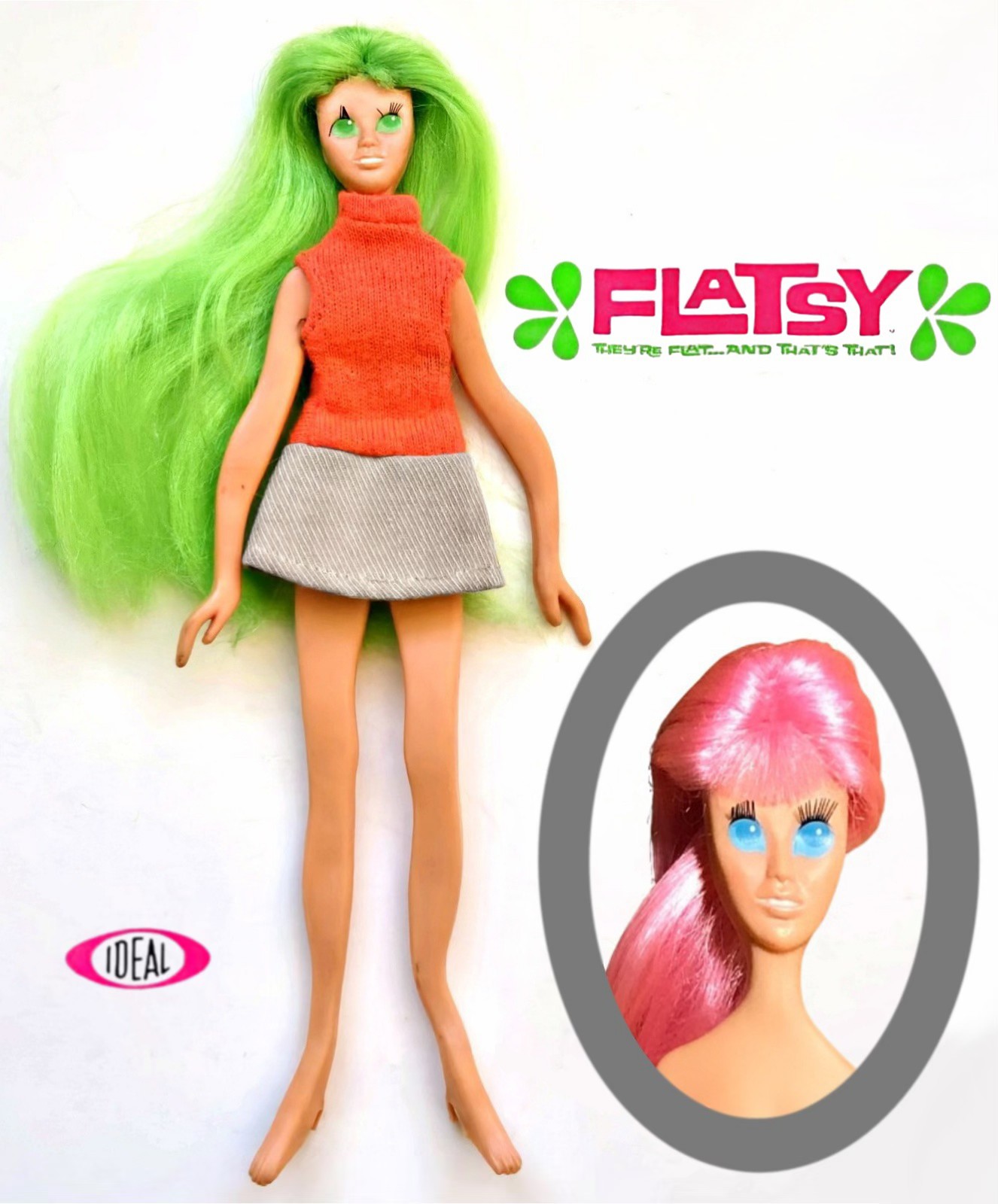 Ideal's Flatsy fashion dolls from the 60s and 70s
