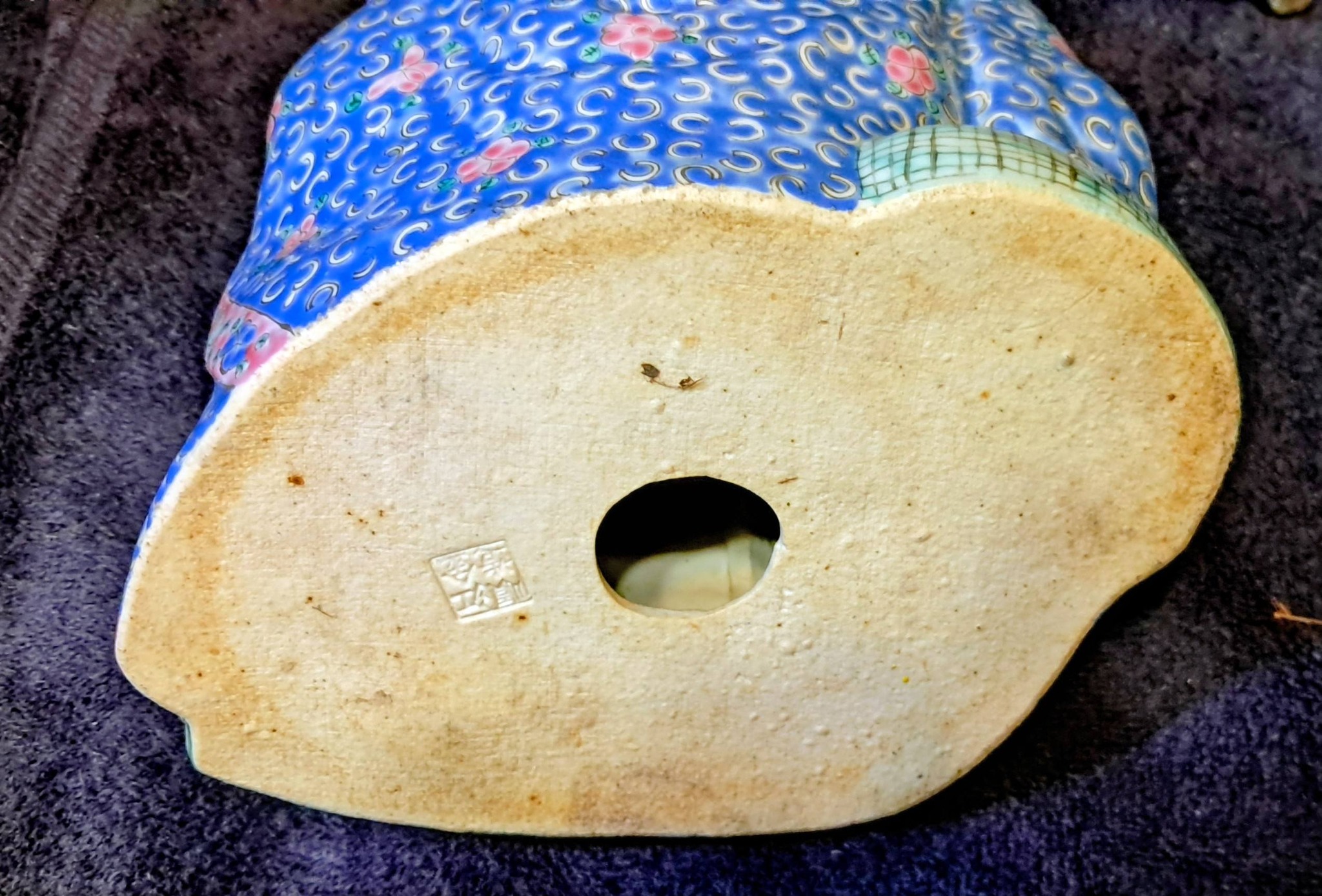 h*～様 粉彩 布袋座像 弥勒仏 福曾徐全 達館徳道 中華民国期 20世紀