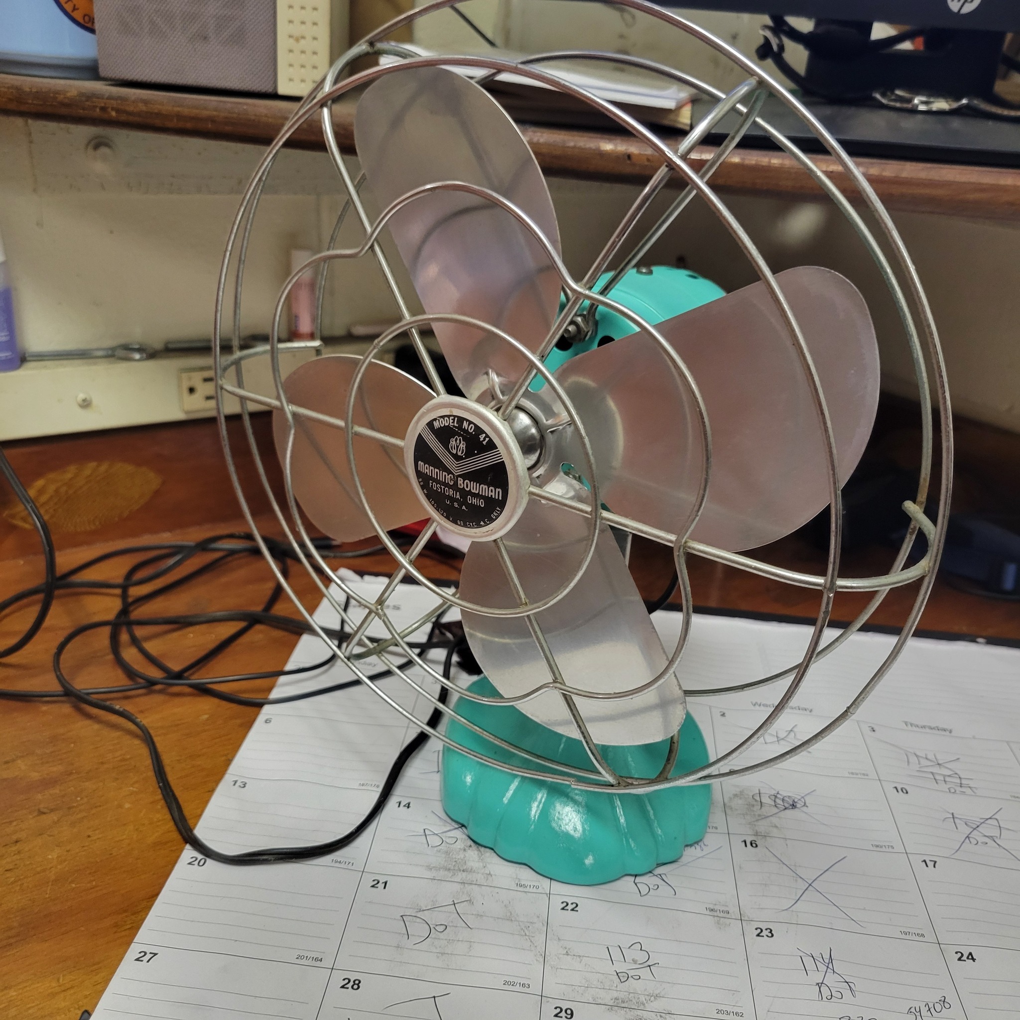 Restored Manning and Bowman model 41 vintage fan