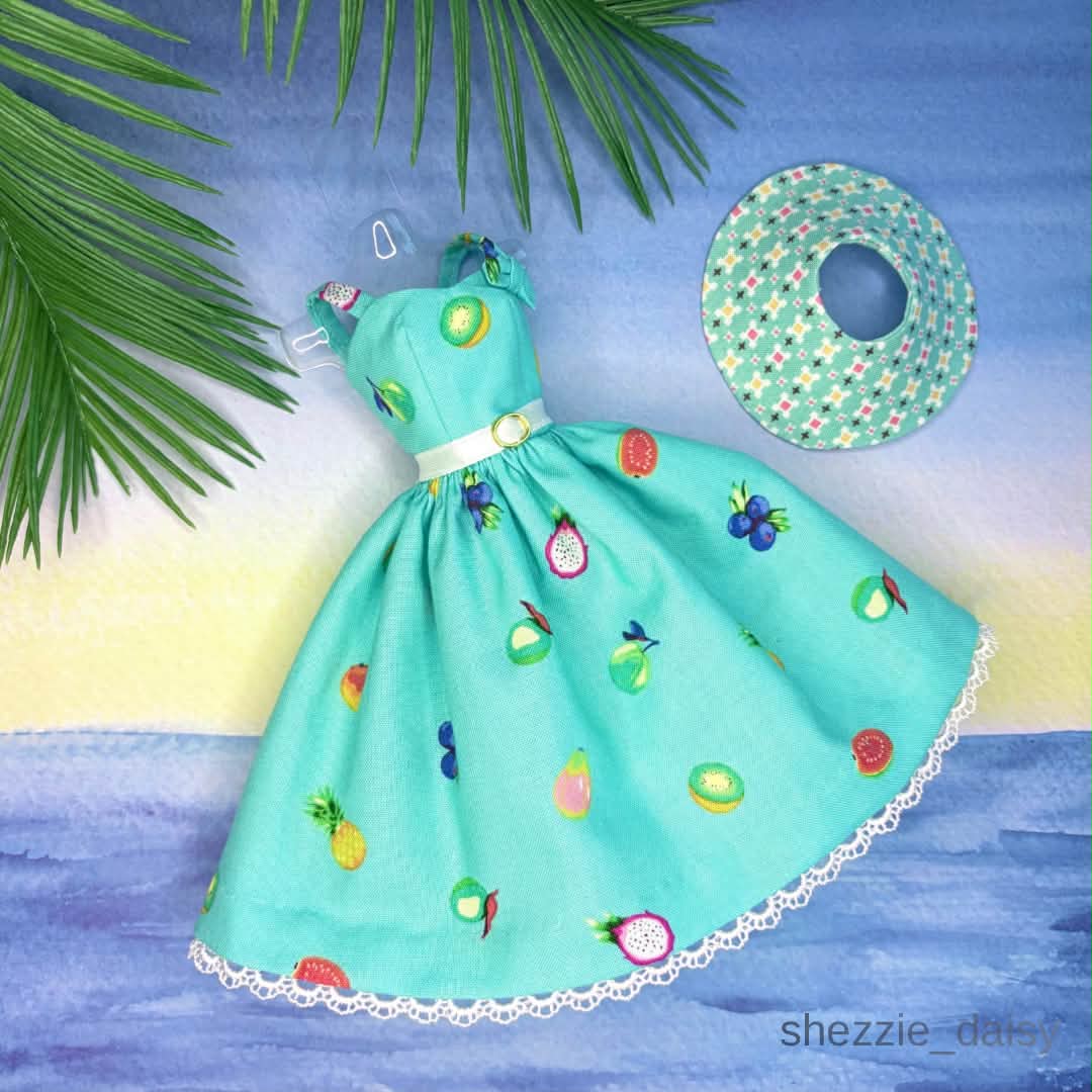 Forbidden Fruit” Sundress with Hat (Aqua)