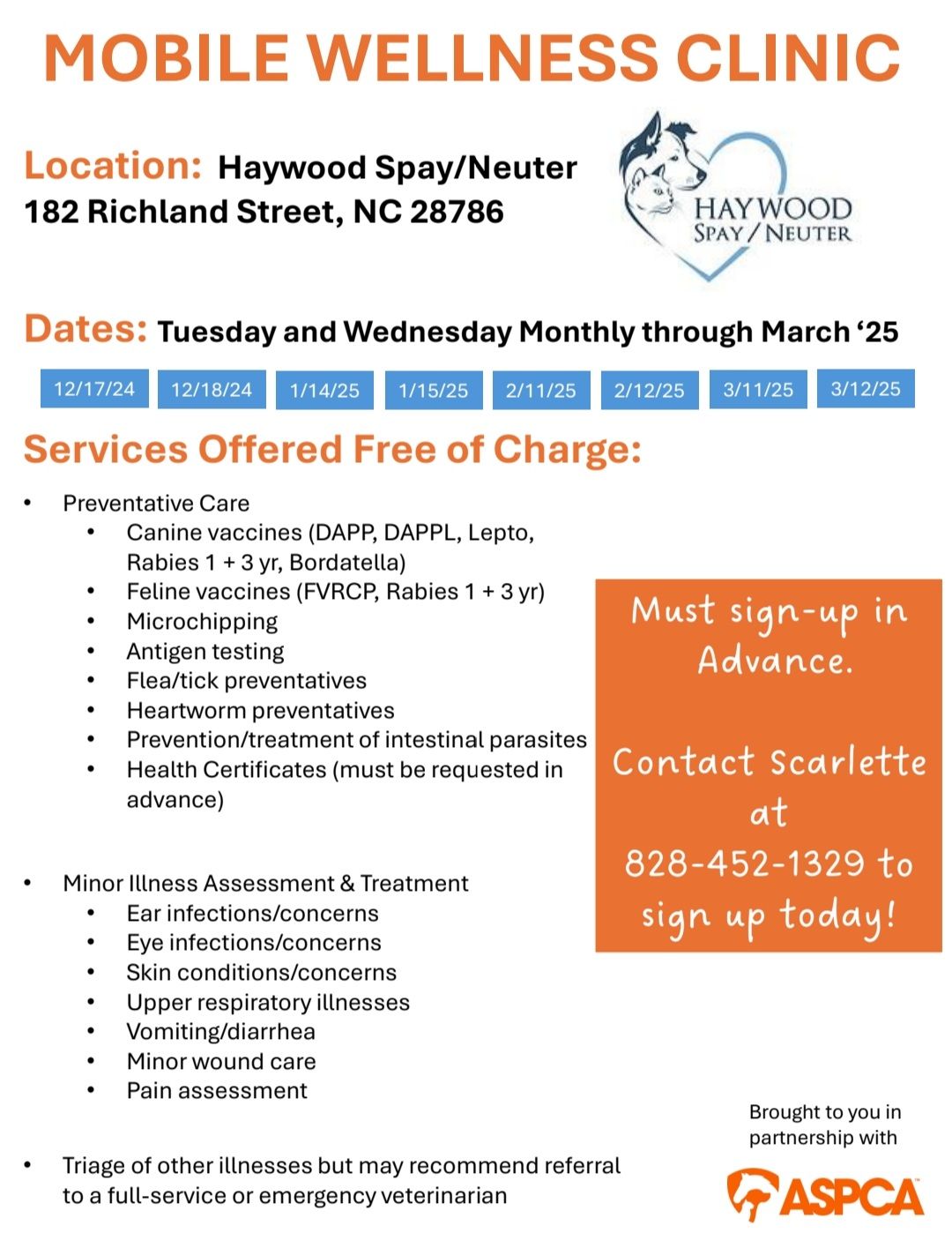 NC Mountains Emergency Response UPCOMING free mobile veterinary