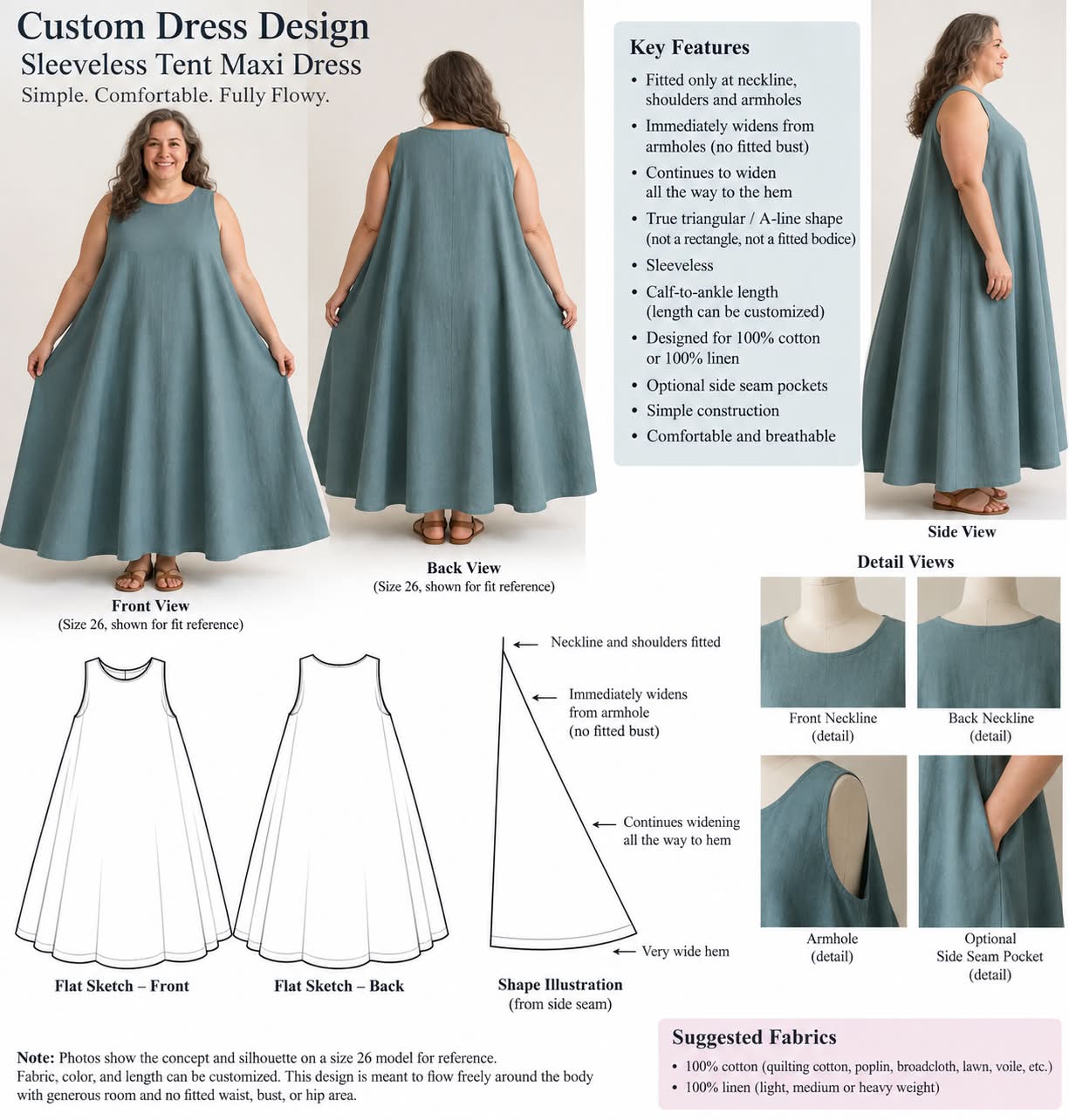 how to make a flowy dress fitted Custom Sleeveless Maxi for Plus Size on Budget STRAPLESS