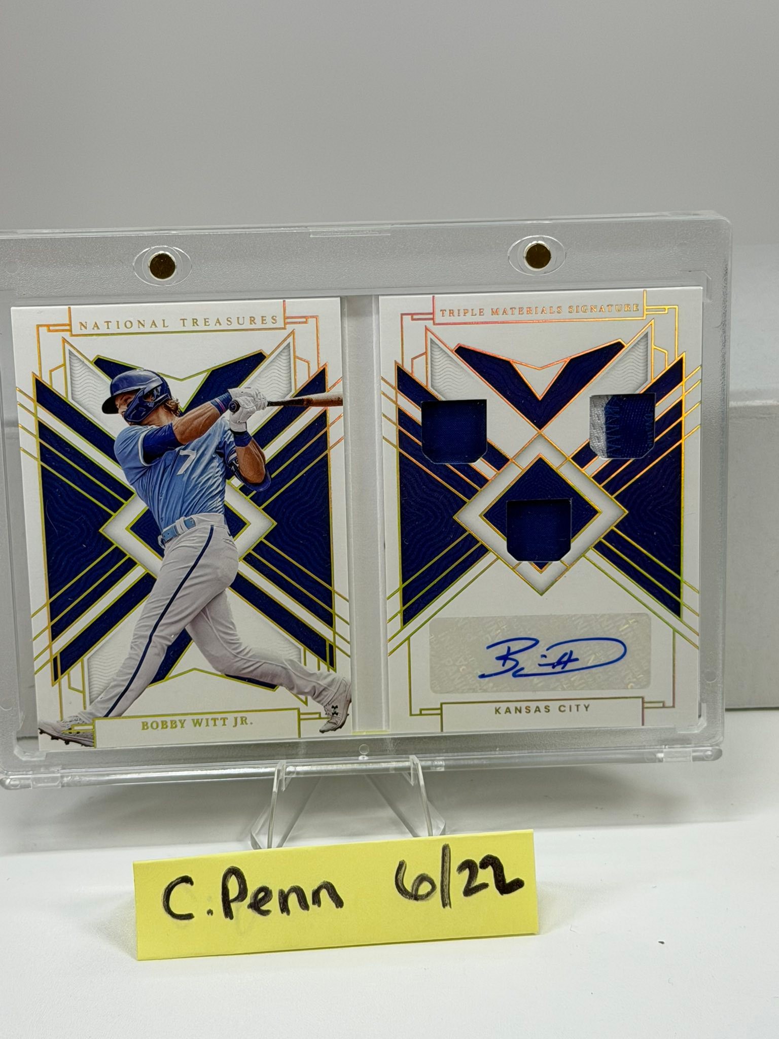 Bobby Witt Jr 2022 National Treasures triple patch auto