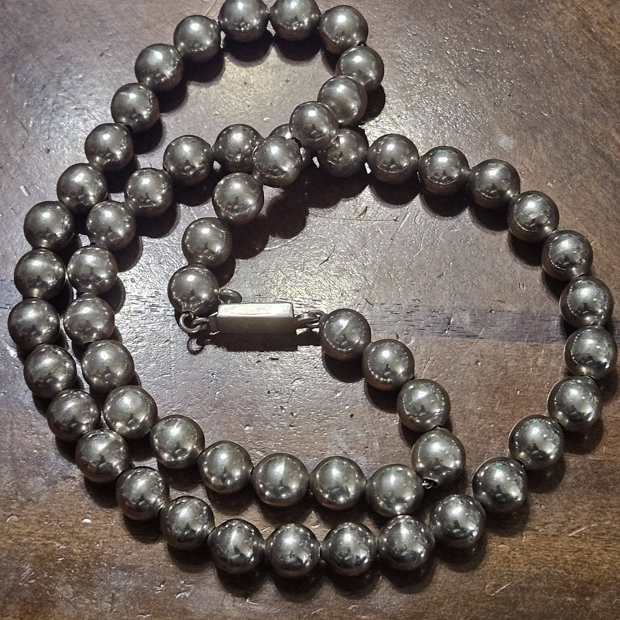 Vintage Taxco Mexico Sterling Silver Beaded Necklace for Sale