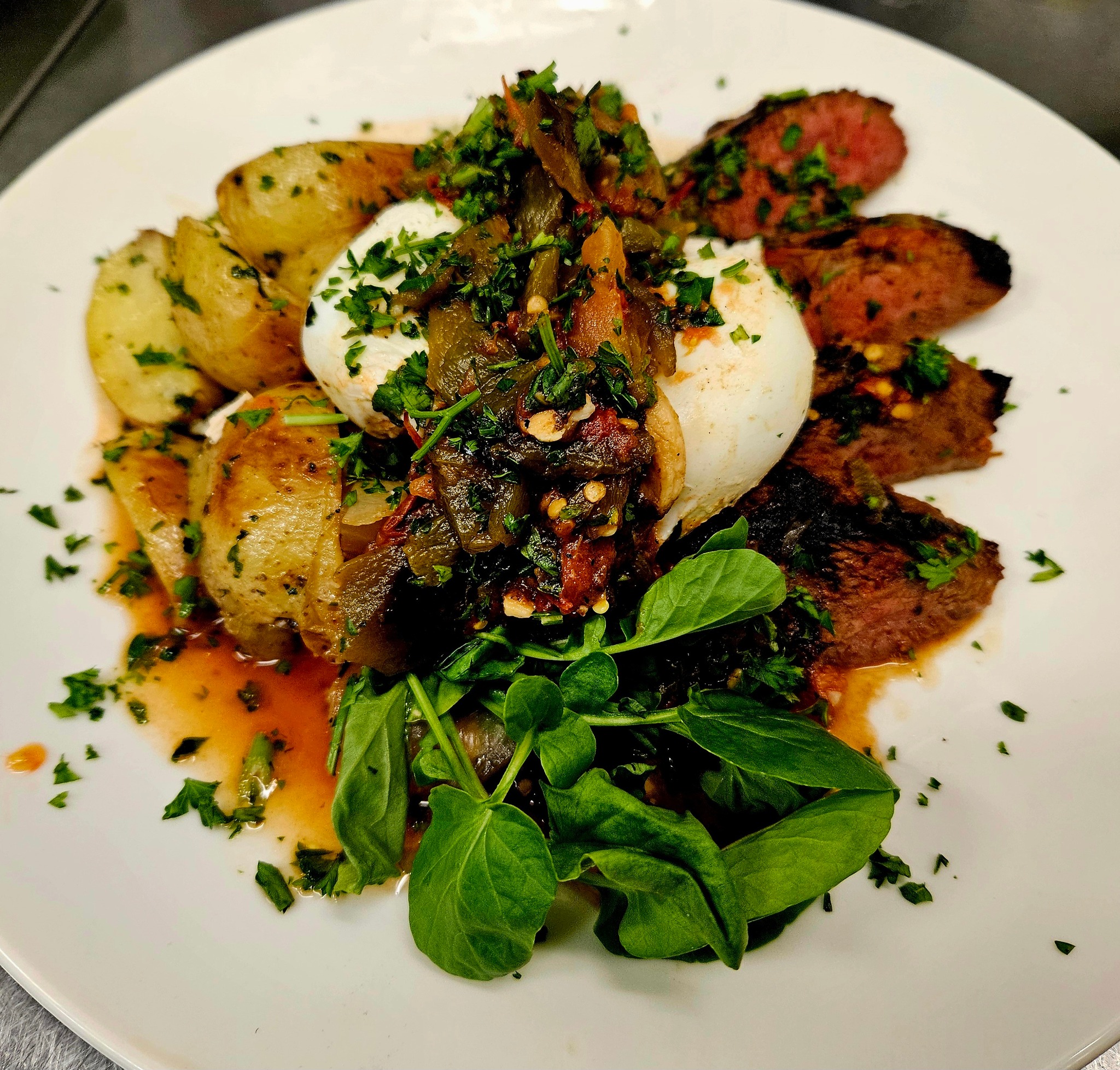 Eden Archer - K4 Ranch Prime Flat Iron Steak, Green Chili... | Facebook
