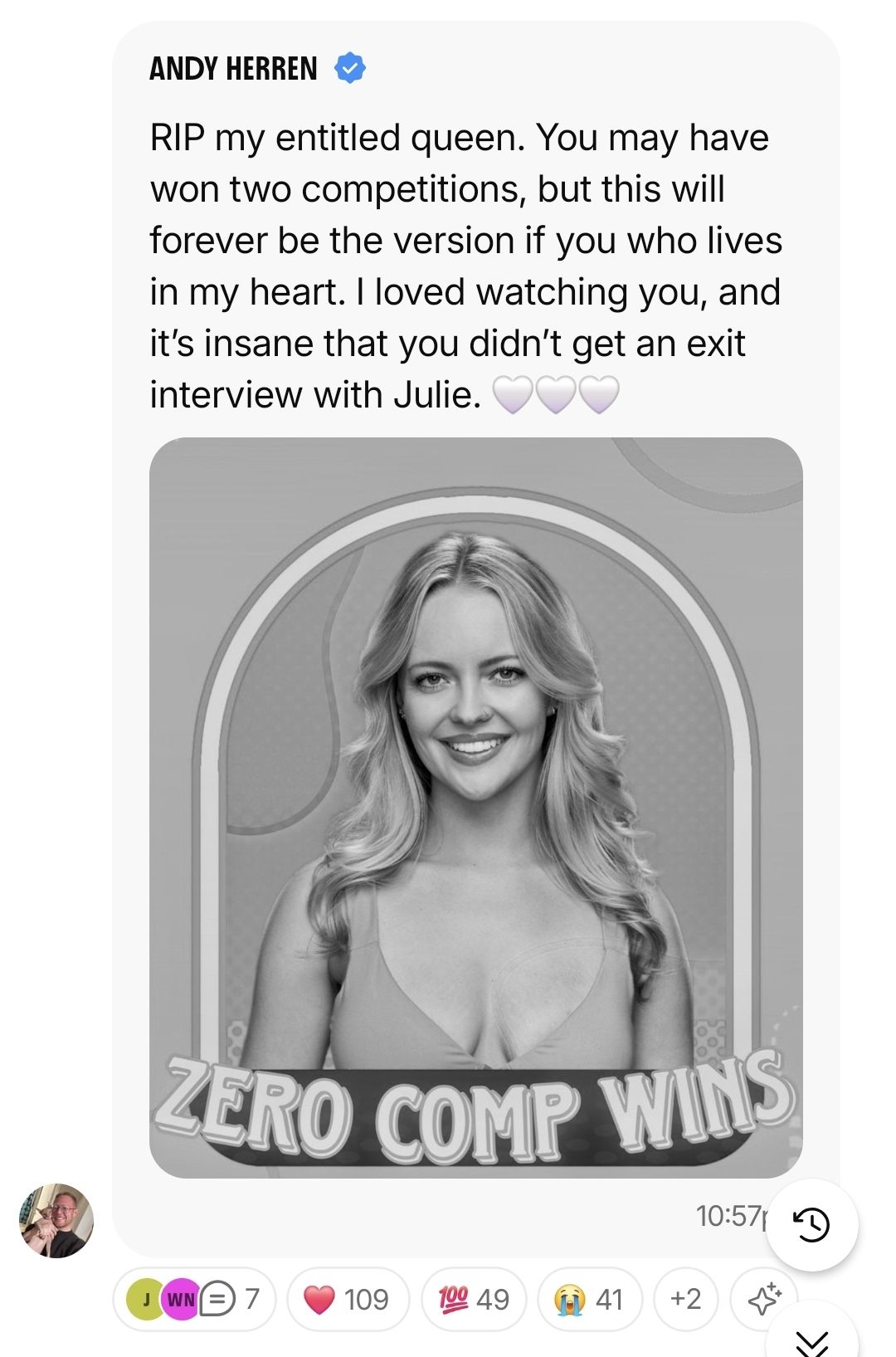 Andy Herren has spoken. Season 15 winner 🏆
