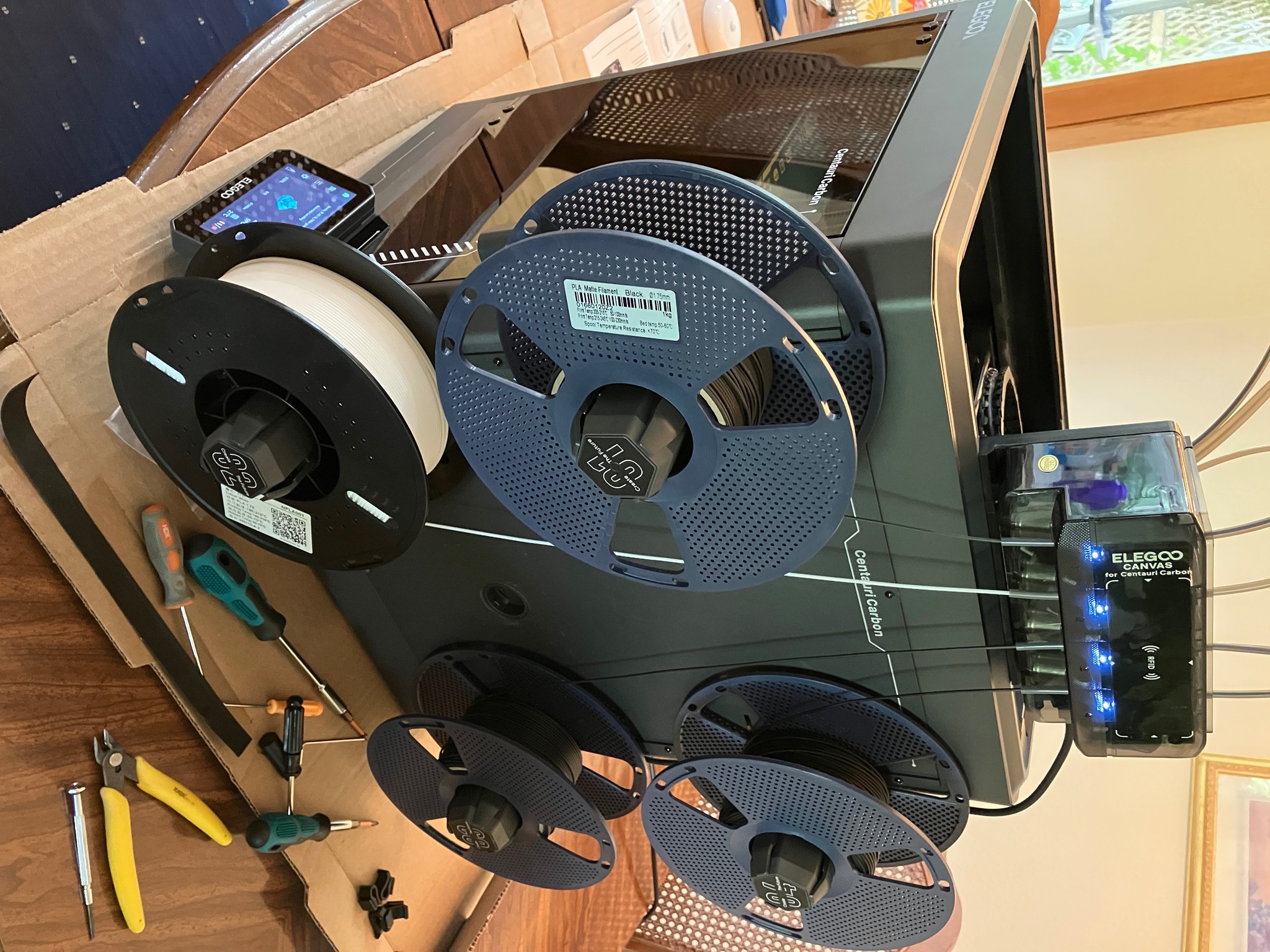 Elegoo Centauri Carbon canvas upgrade and spool holder adjustment