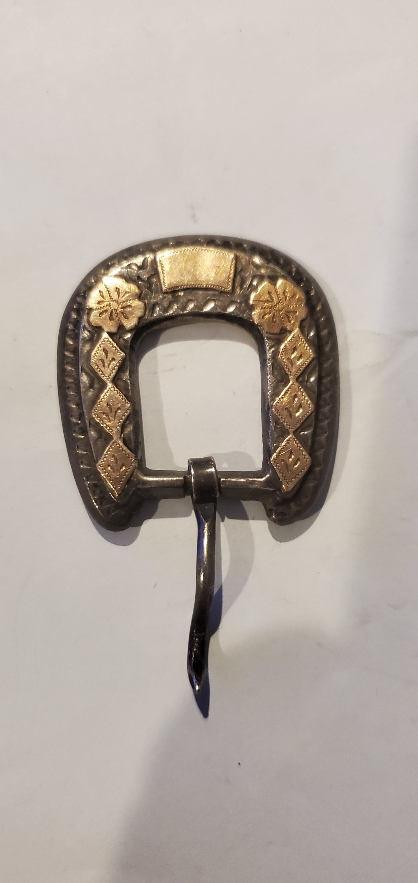 What is this 1940s 935 sterling silver 10k gold ranger belt buckle 