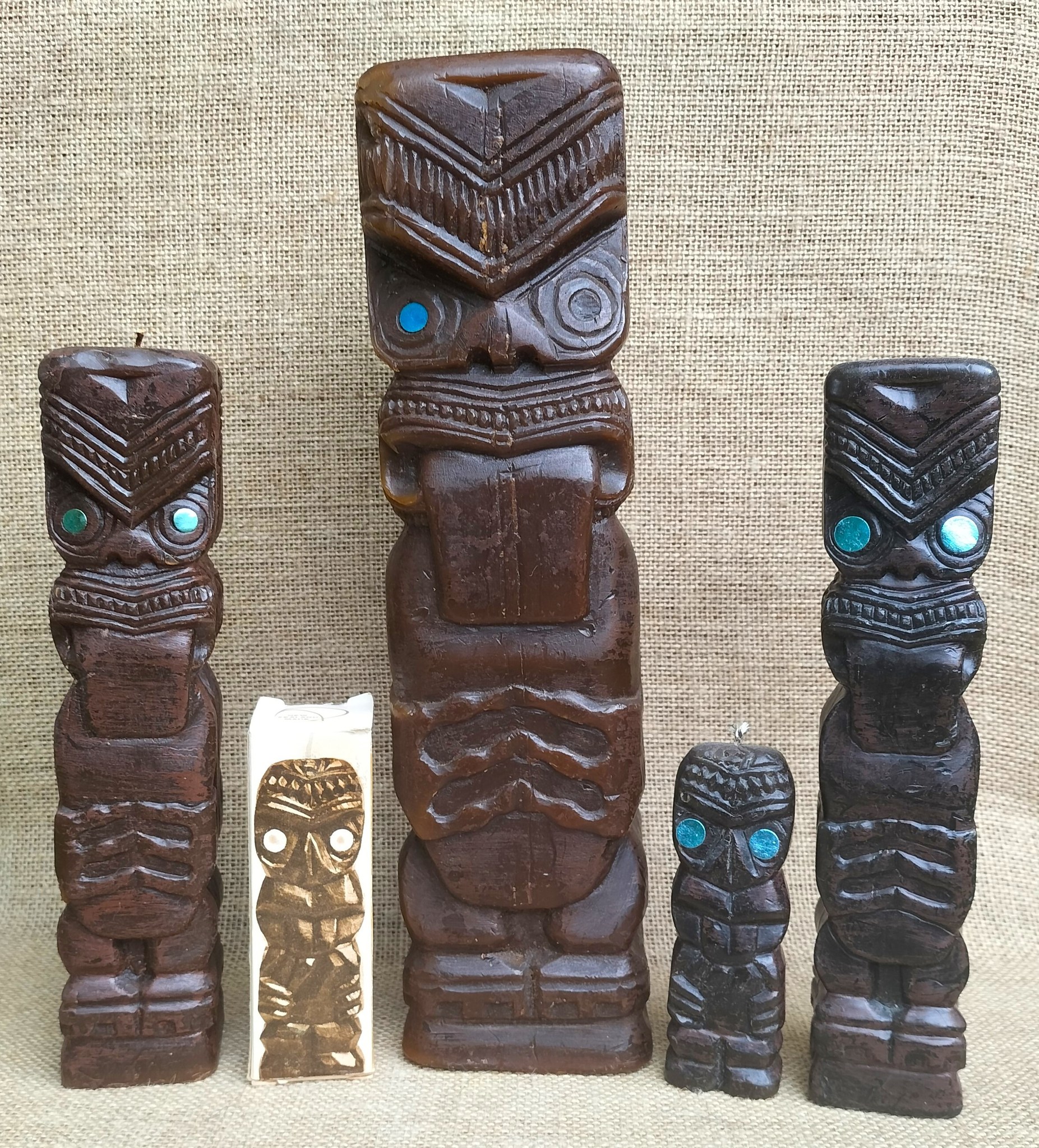 Maori candle collection. Big guy is unfortunately missing an eye