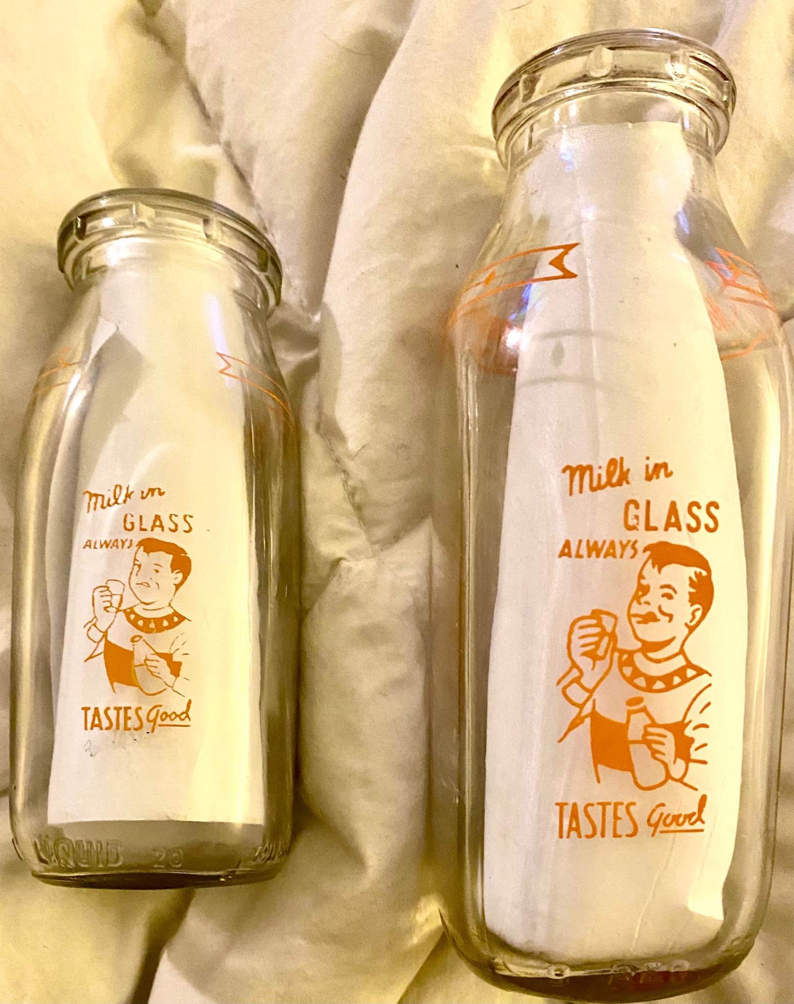 Cherry lane Dairy pint size milk bottle with carboard cap