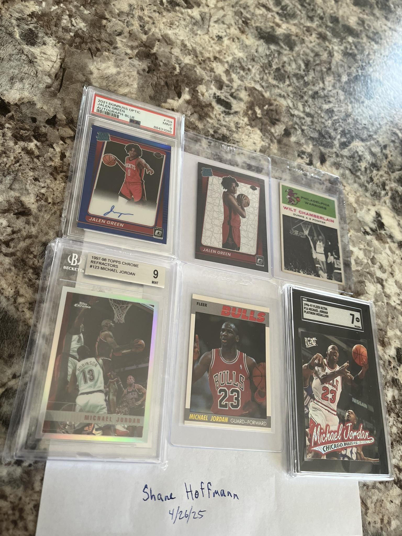 Michael Jordan and Wilt Chamberlain sports cards for sale