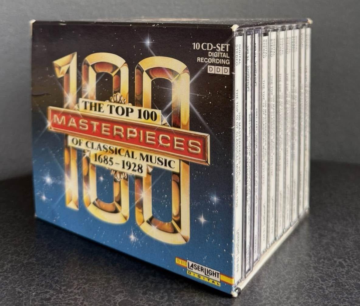 The Top 100 Masterpieces of Classical Music 1685-1928 is a 10-CD