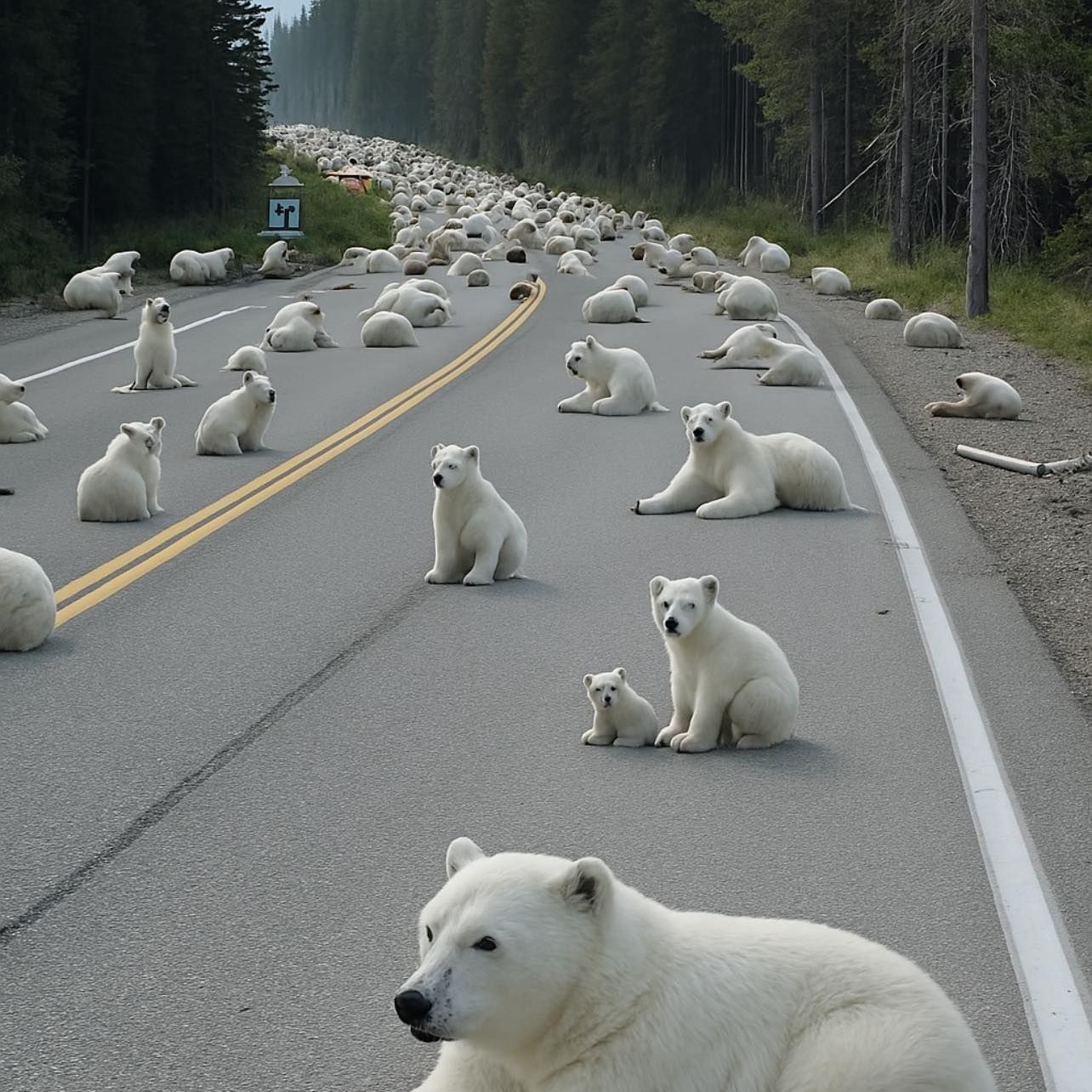 The image created with AI showed a bear roaming around a