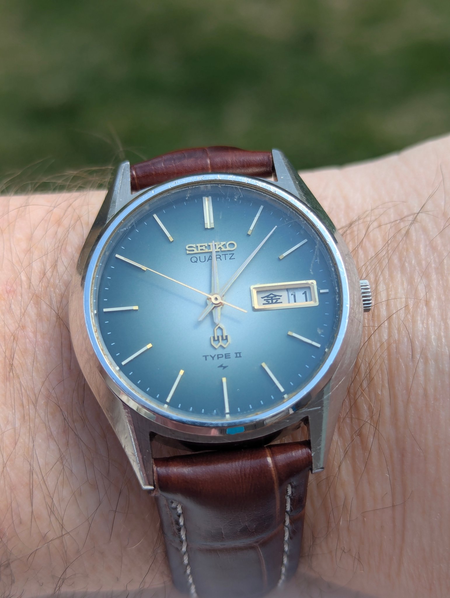 1977 Seiko watch with green dial runs perfectly
