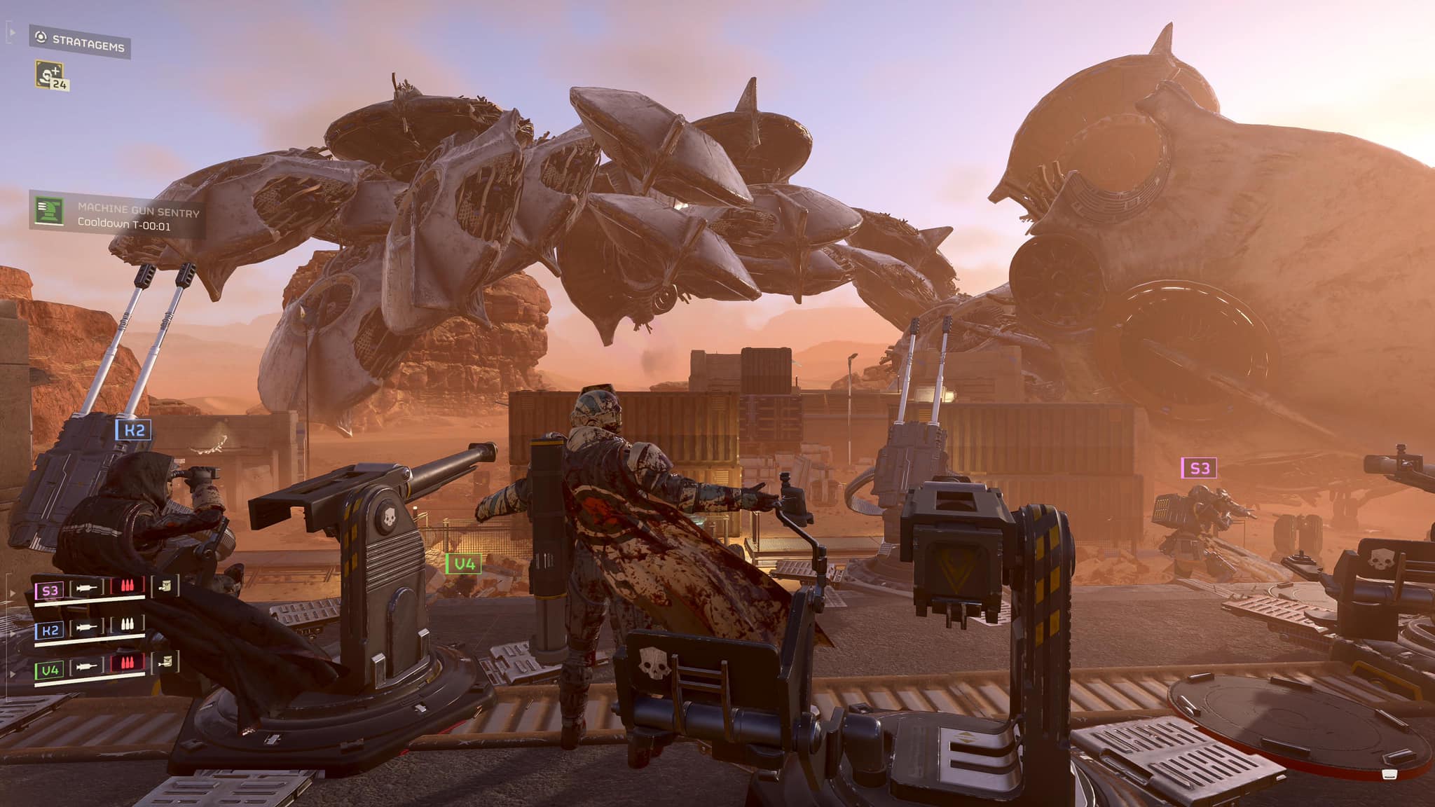 Helldivers arcade artwork with illuminate warp ships
