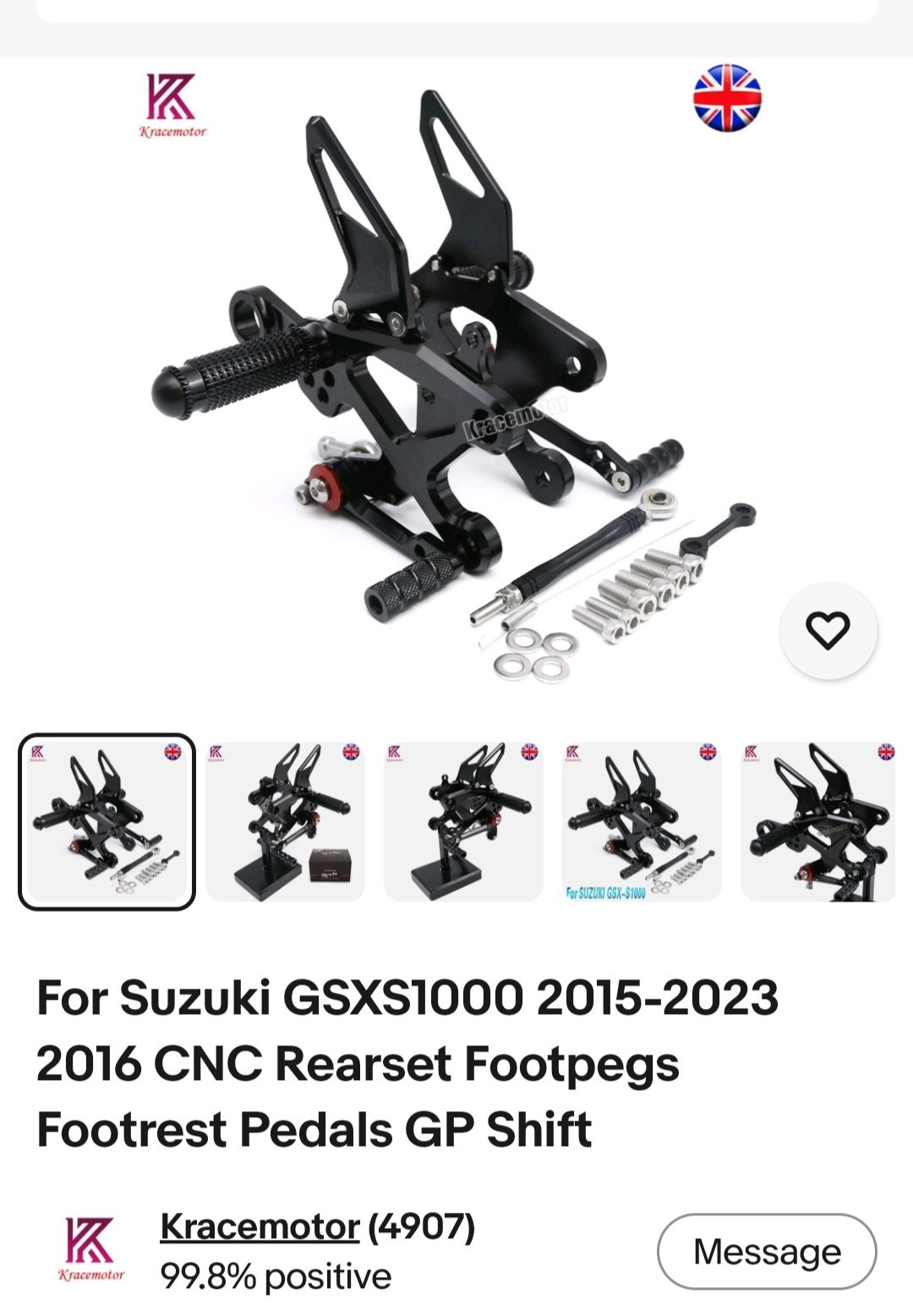 What are Kracemotor rearsets like for Suzuki GSX-S1000?