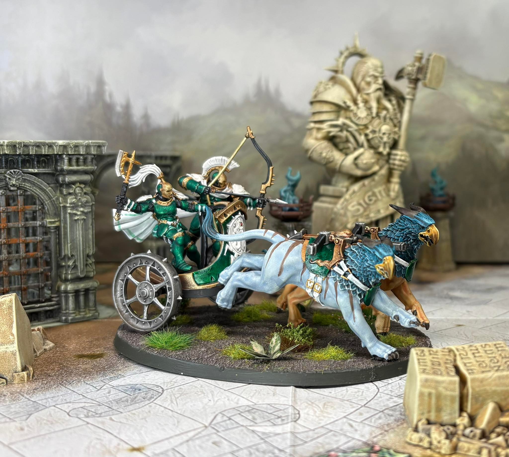 Stormcast Warhammer AOS Stormstrike Chariot finished