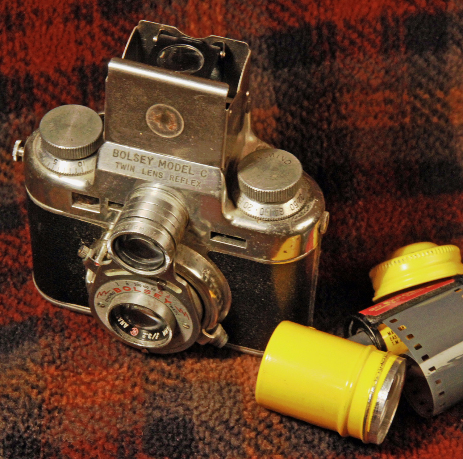 Bolsey Model C twin-lens reflex 35mm camera from the 1950s