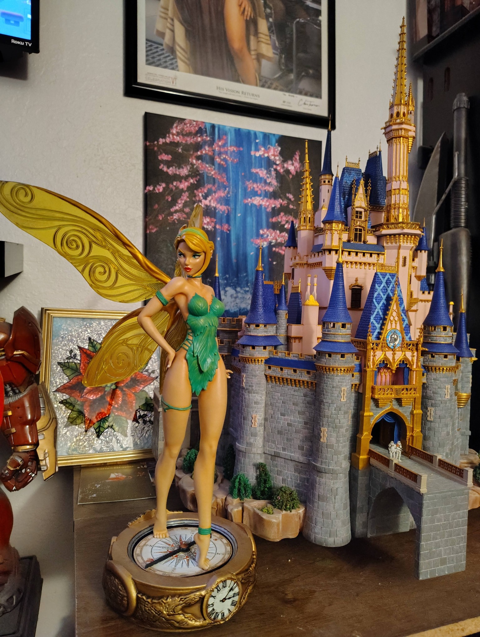 Tinkerbell 3D resin print with Cinderella's castle