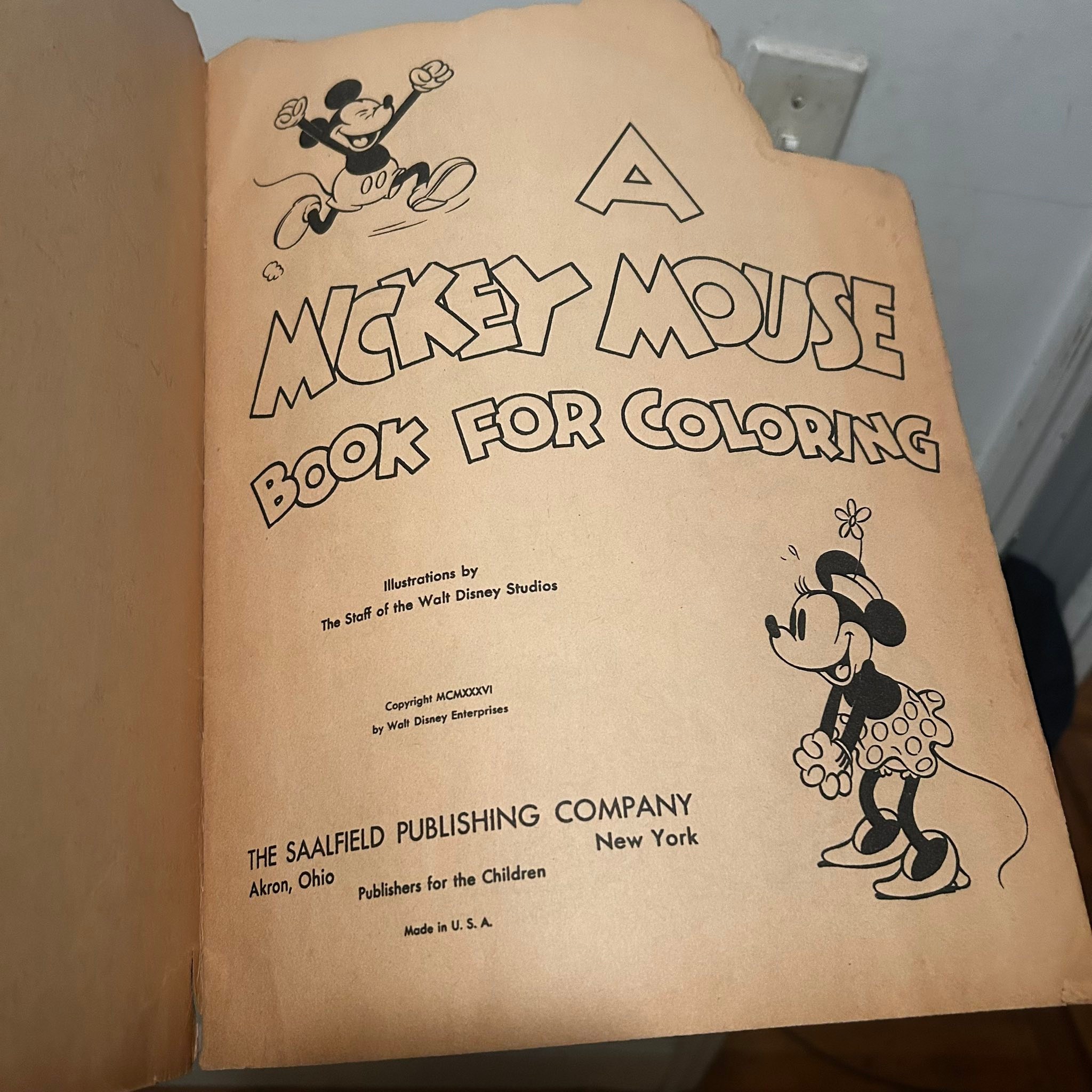 Vintage 1936 Mickey Mouse coloring book found