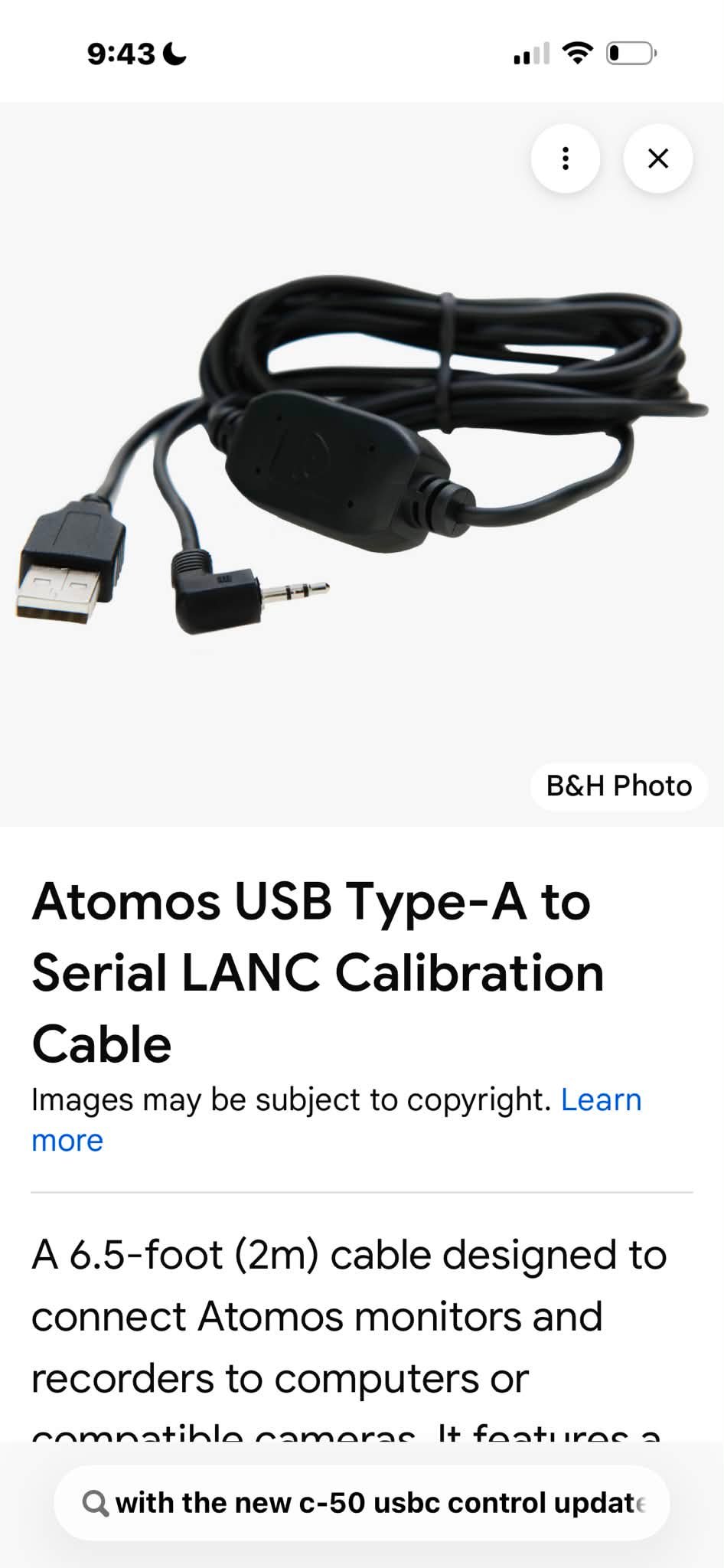 Canon C50 camera control with Atomos Ninja V and other external