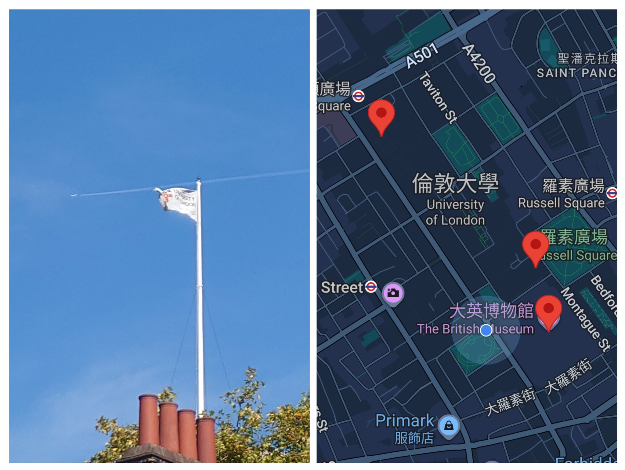 肇成 - 本日AI導覽 根據您提供的圖片，這面旗幟是**倫敦大學（University of London）**的旗幟。 從你上傳的圖片來看 ...