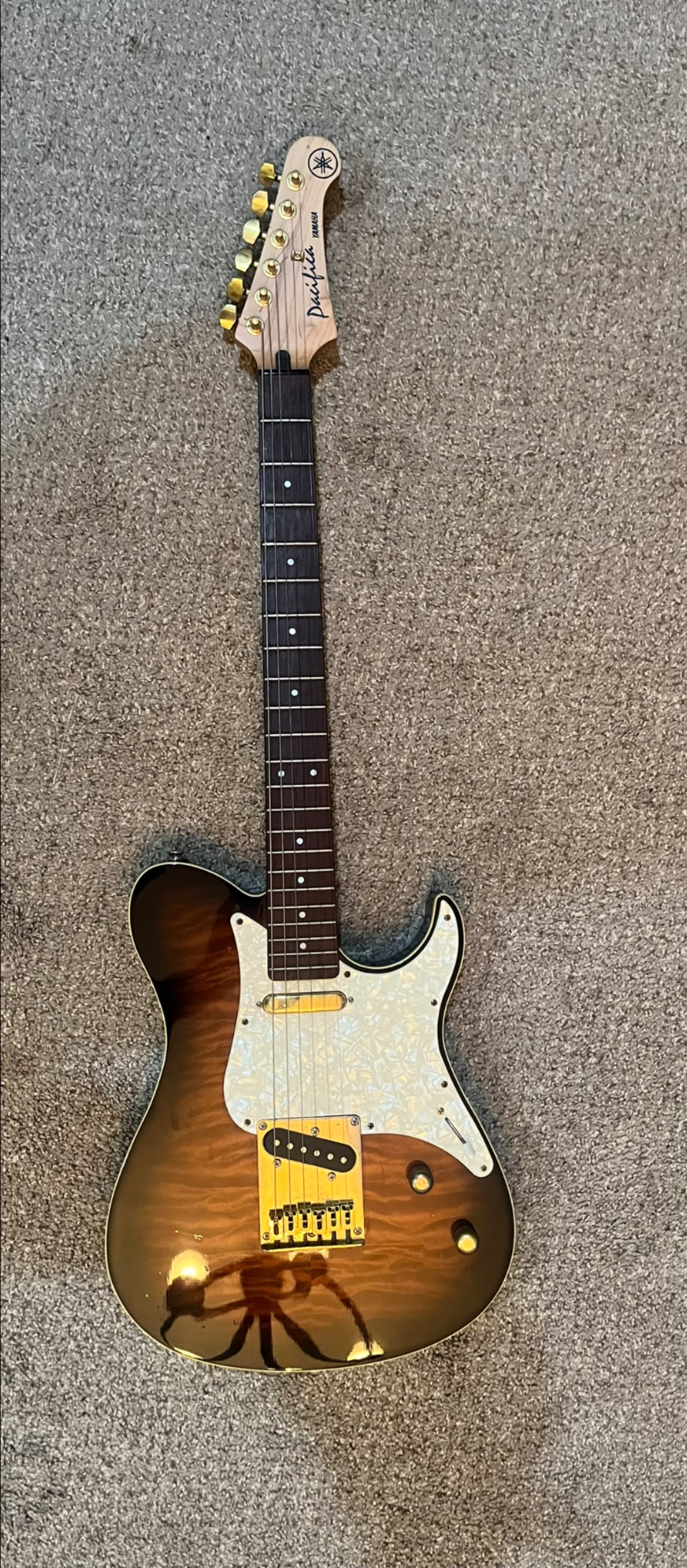 1997 Yamaha Pacifica PAC402S guitar with Violin/Amber Burst finish
