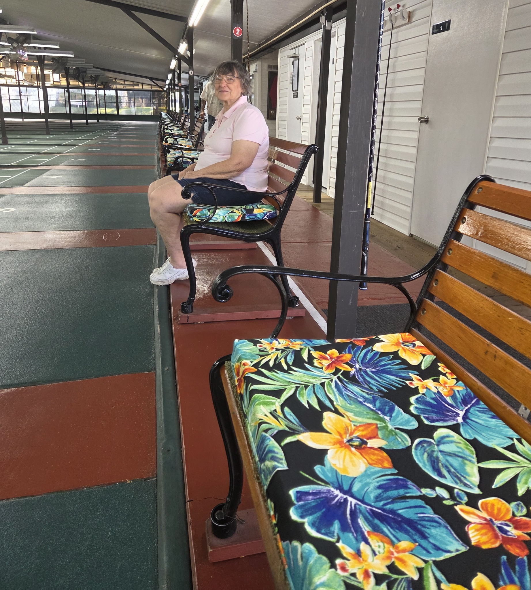 Zephyr Hills Shuffleboard Club's new club seat cushions by Marlene