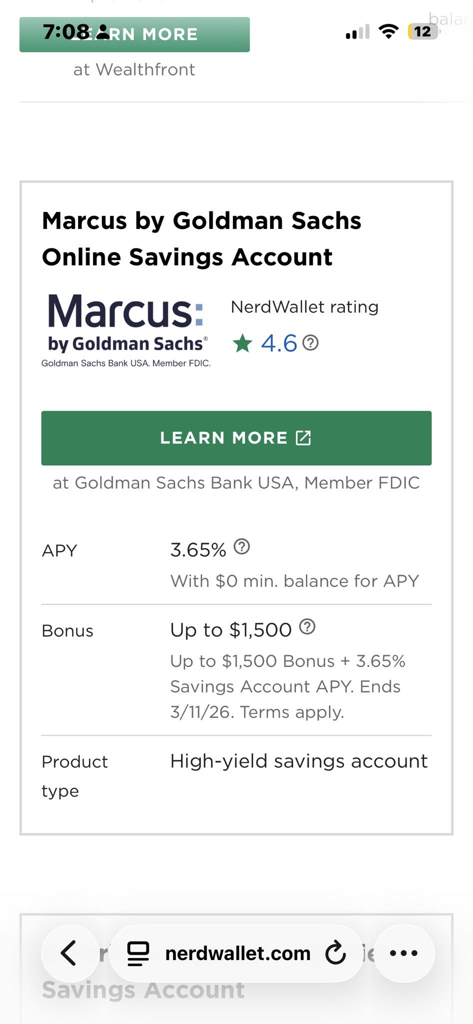 Marcus by Goldman Sachs High Yield Savings