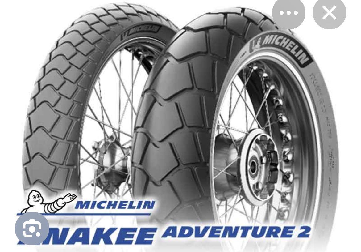 The tires were replaced today. Michelin Anakee Adventure 2