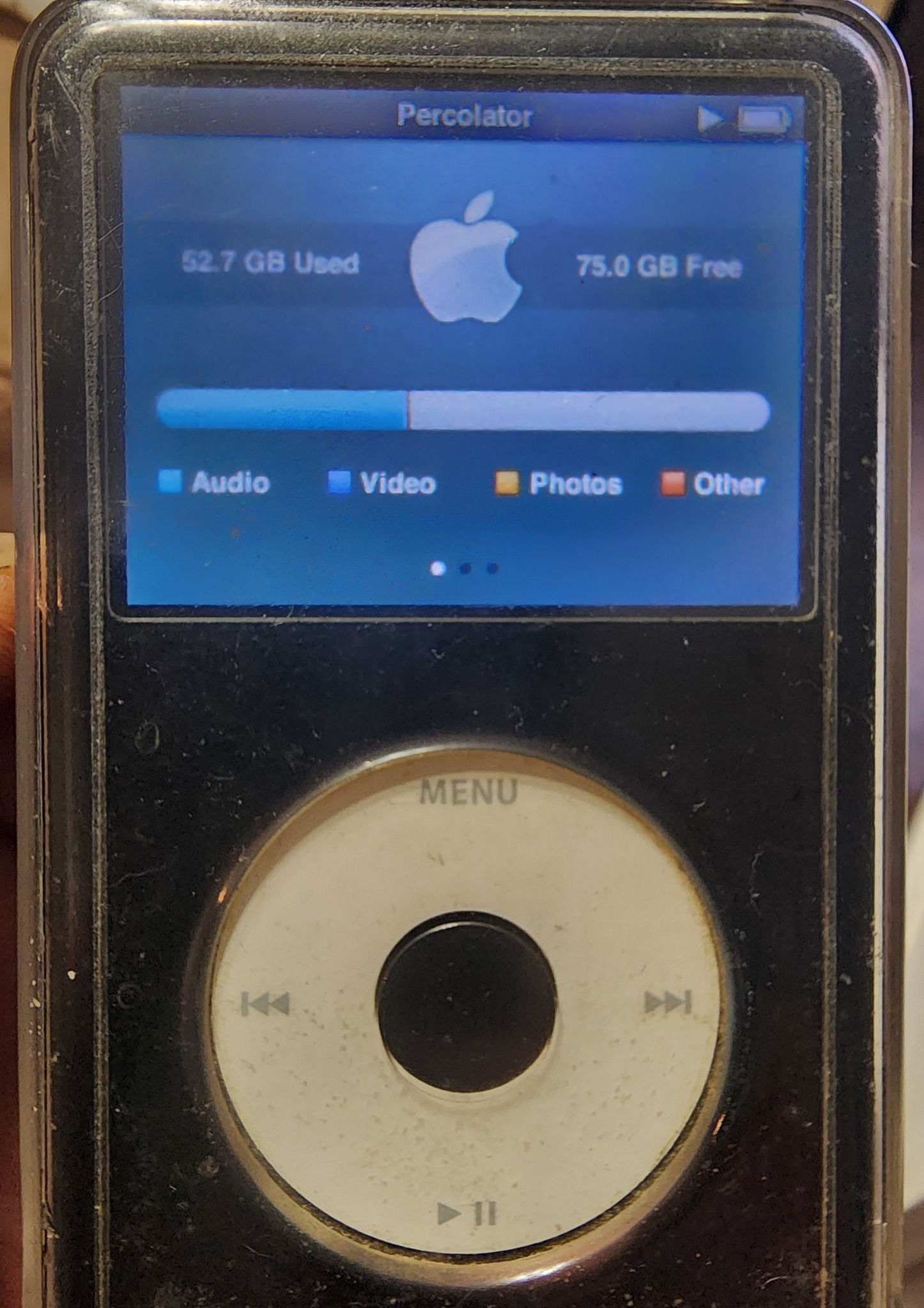Why does 6th gen iPod classic show 125G instead of 256G after upgrade?