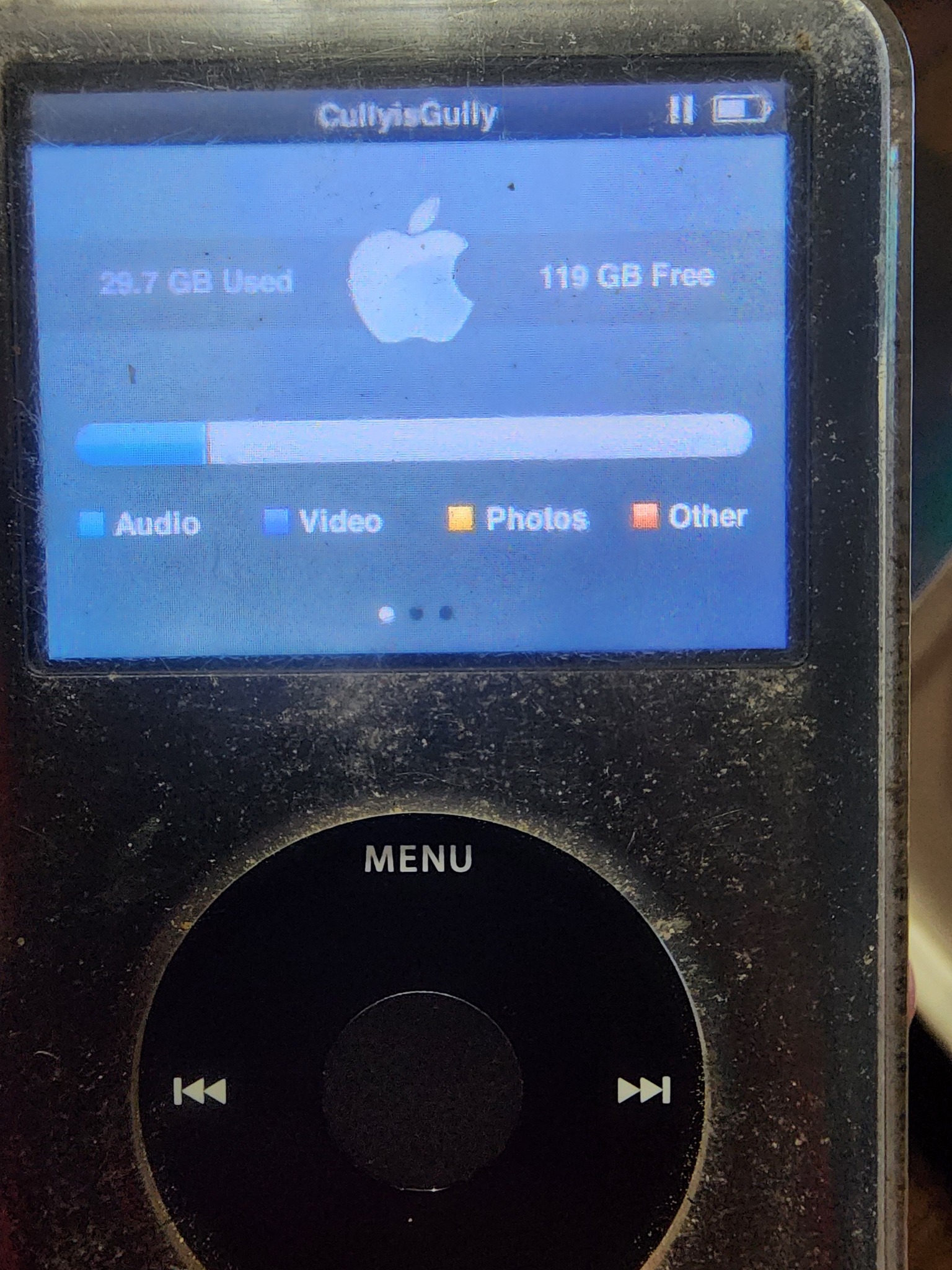 Why does 6th gen iPod classic show 125G instead of 256G after upgrade?