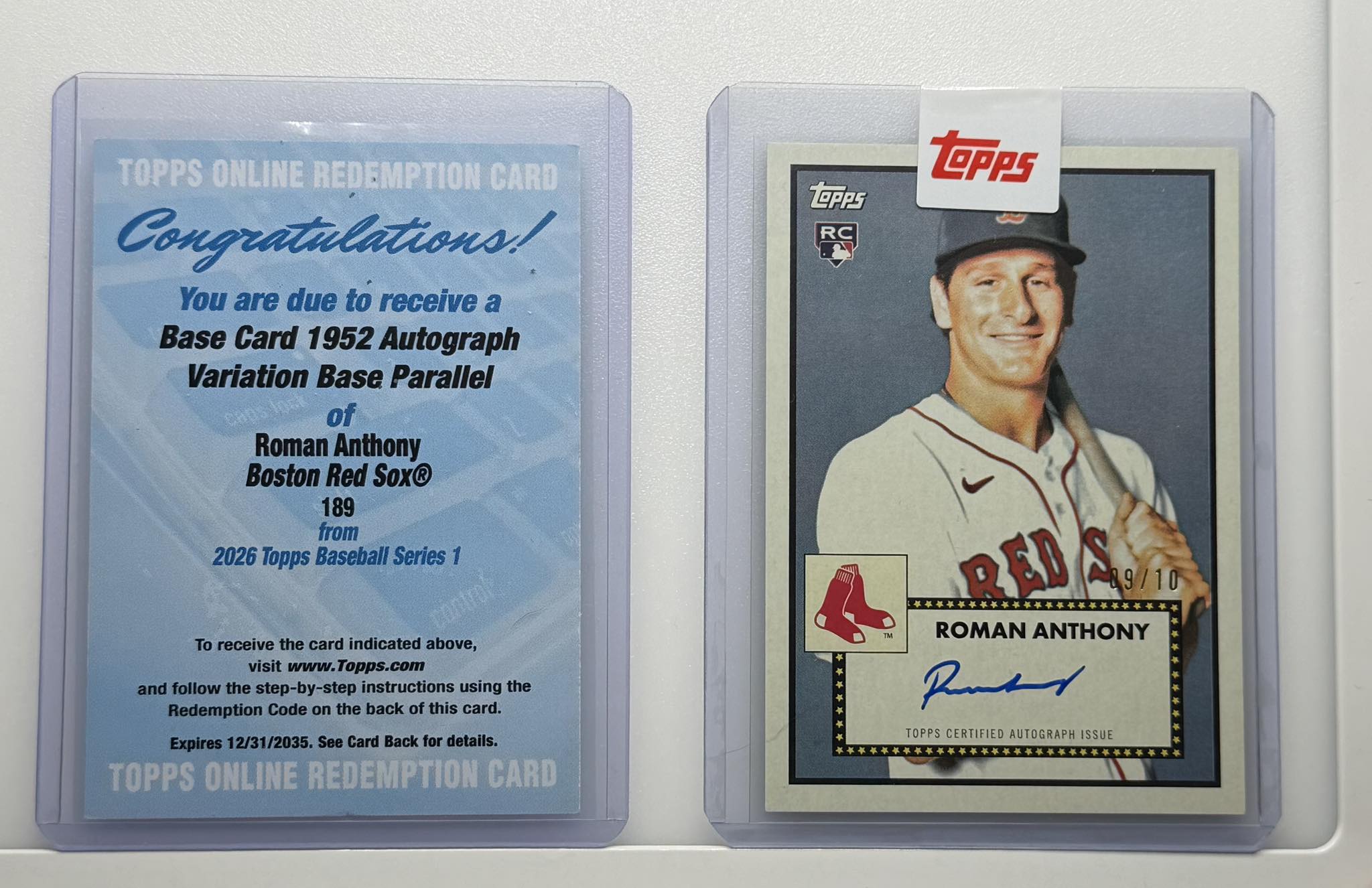 Roman Anthony 2026 Topps Series 1 auto RC /10