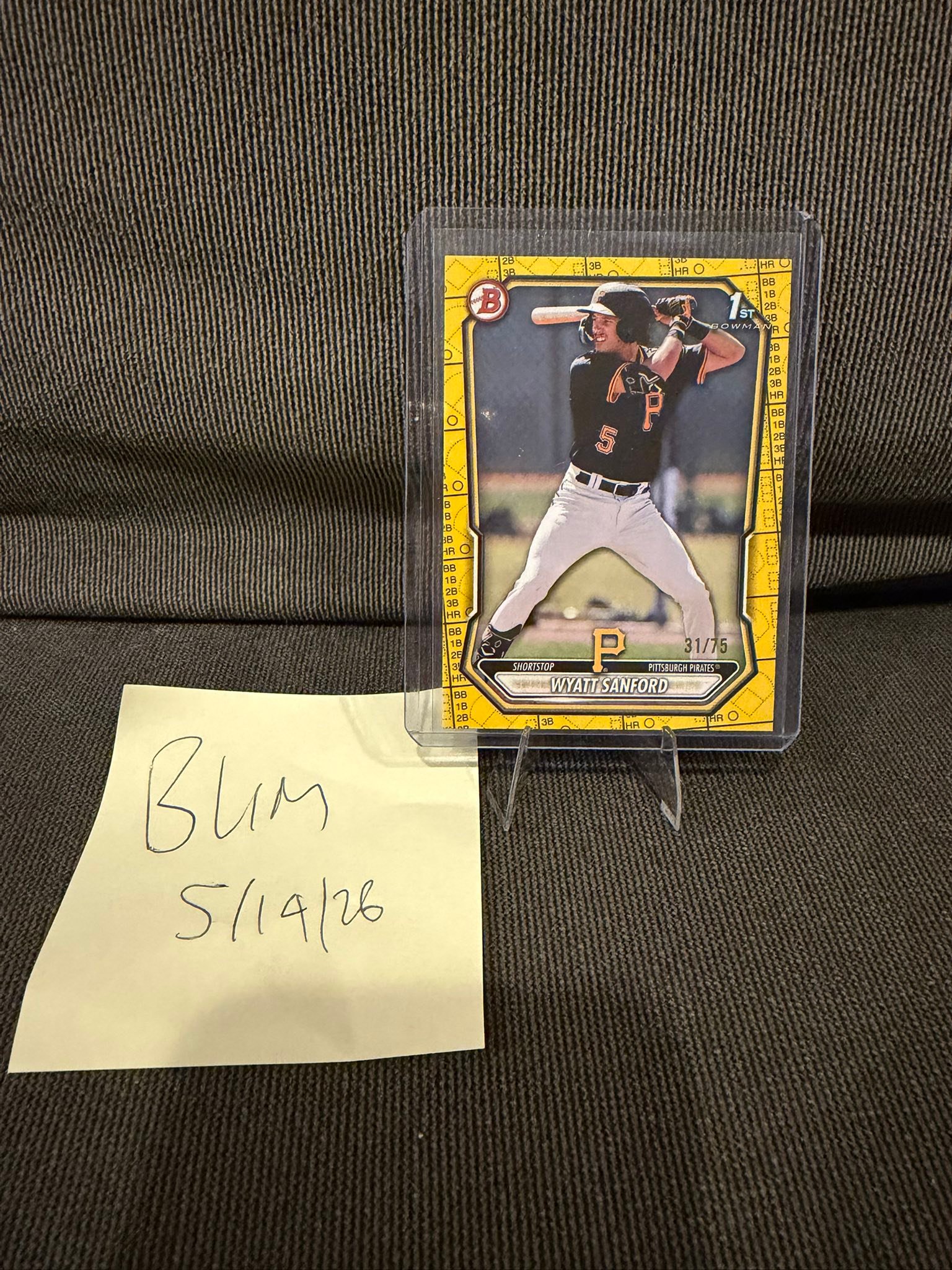 2026 Bowman Wyatt Sanford yellow border card for trade