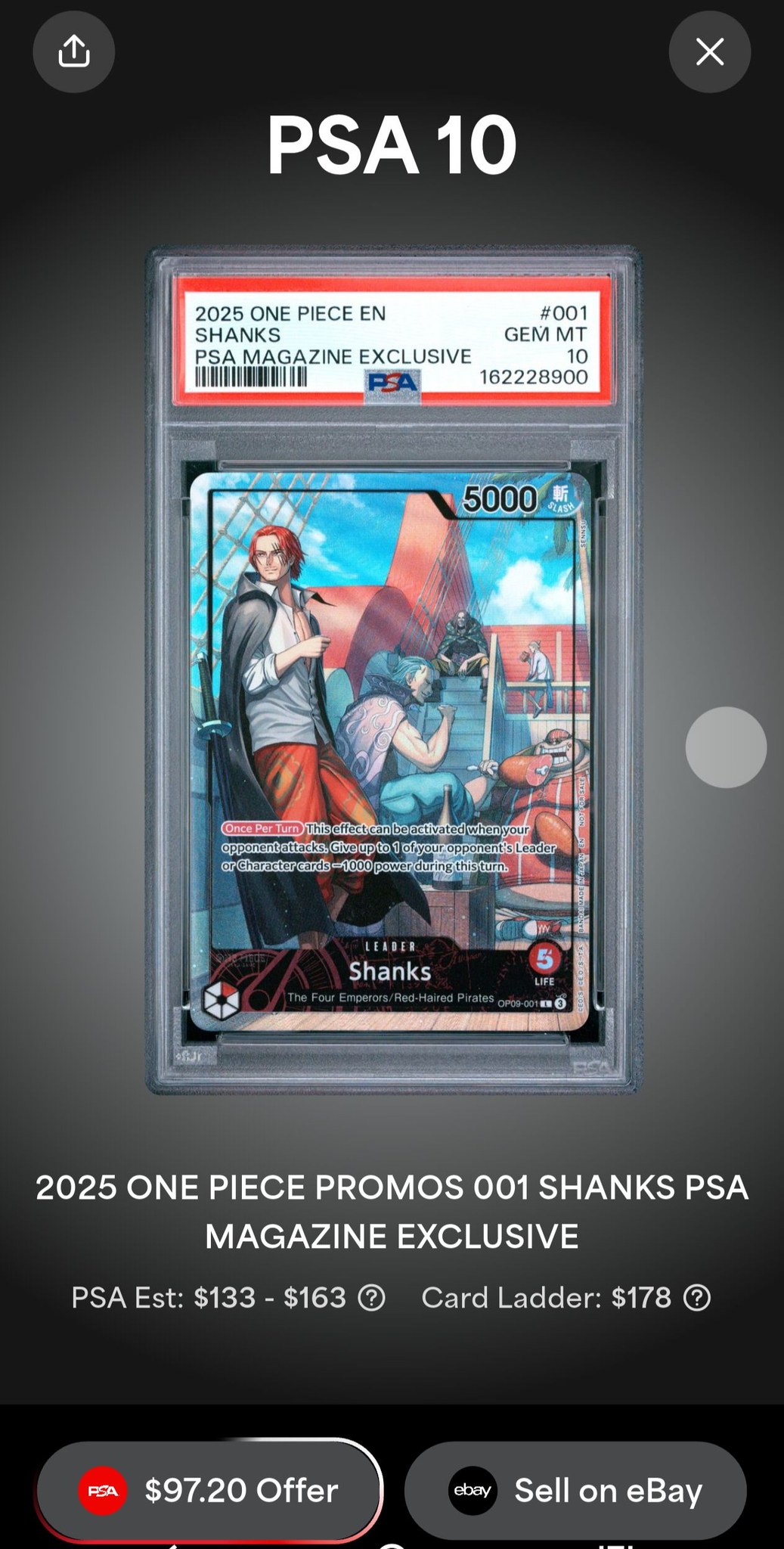 Received PSA 10 Shanks Magazine Promo, now seeking value tier