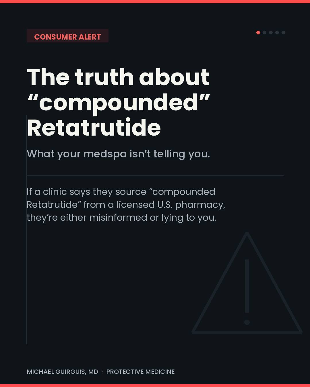 ⚠️ Before you consider using retatrutide, know the facts. Retatrutide has not completed the FDA approval process, there is no official assessment confirming its safety or quality. The risks are real: 🚫