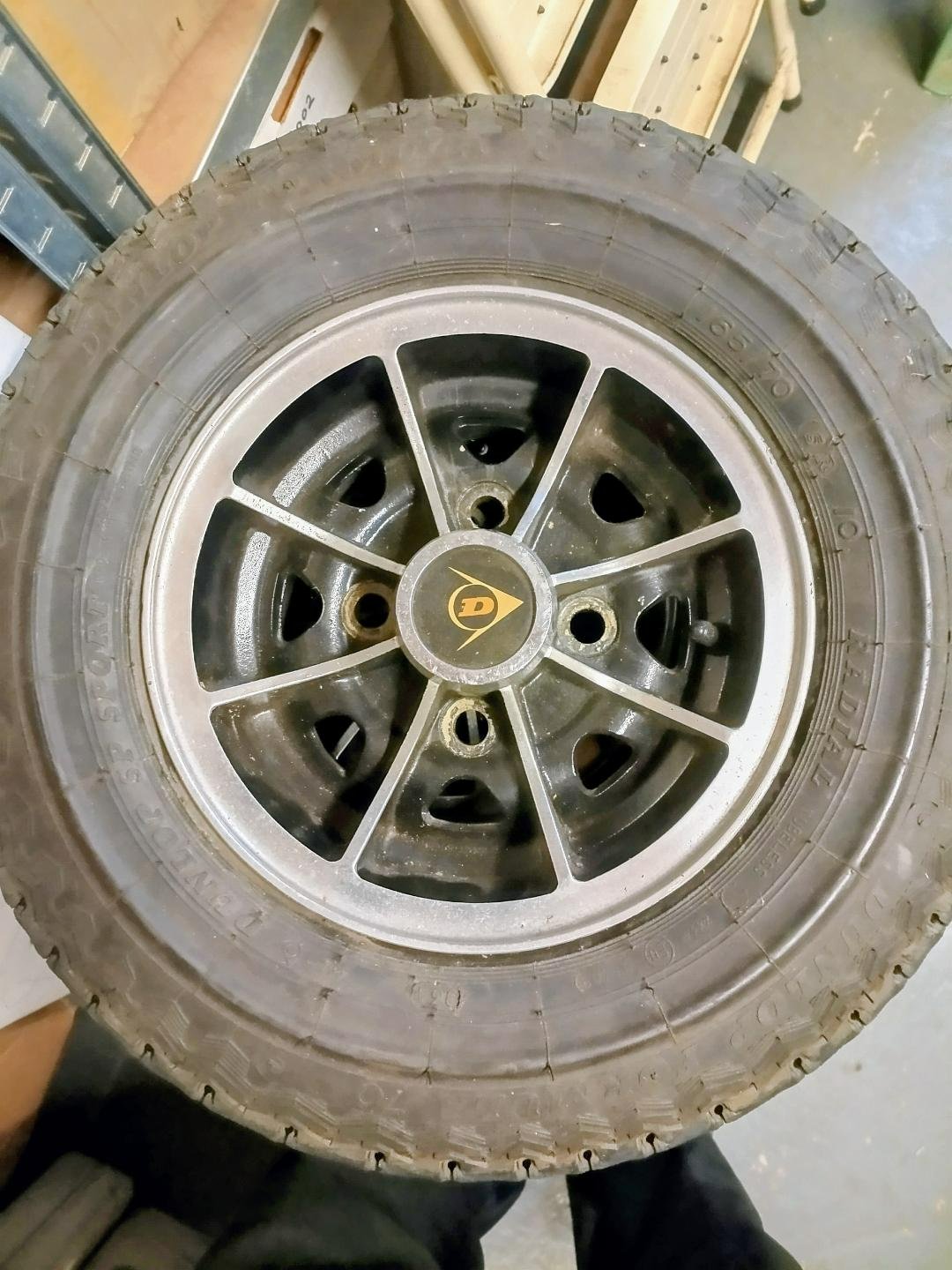 Here are a set of 4 Dunlop D1 Alloy wheels ( 5 x10 ) complete with