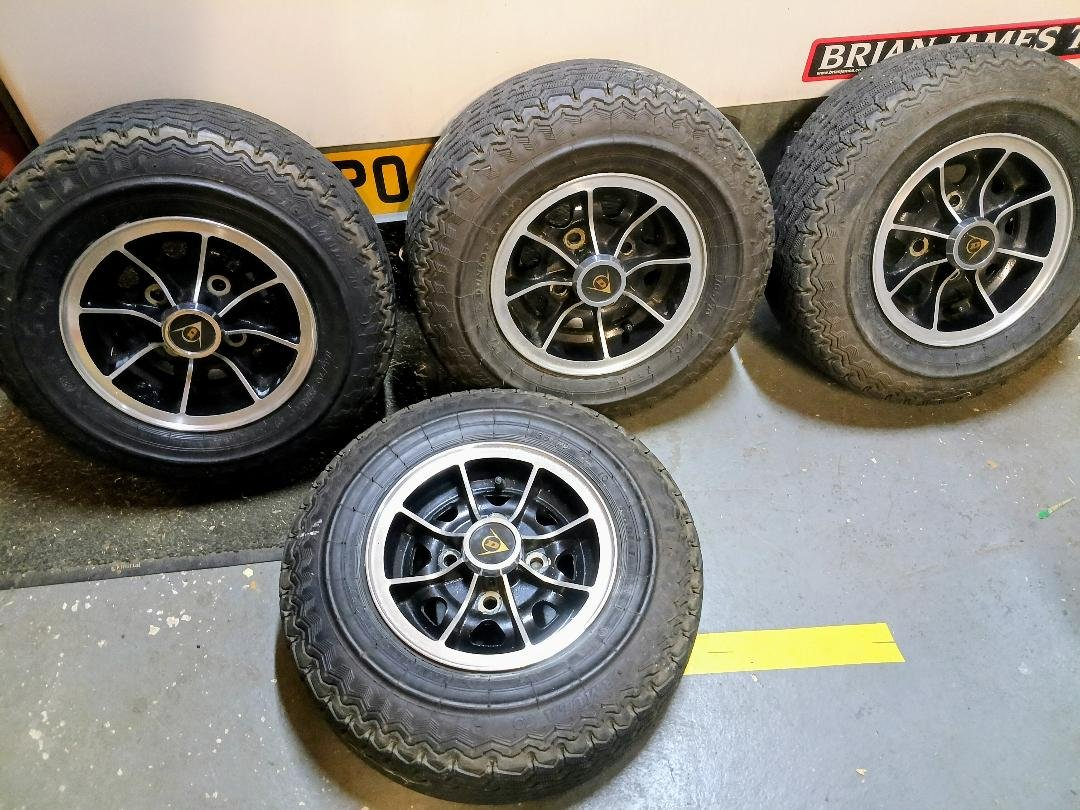 Here are a set of 4 Dunlop D1 Alloy wheels ( 5 x10 ) complete with