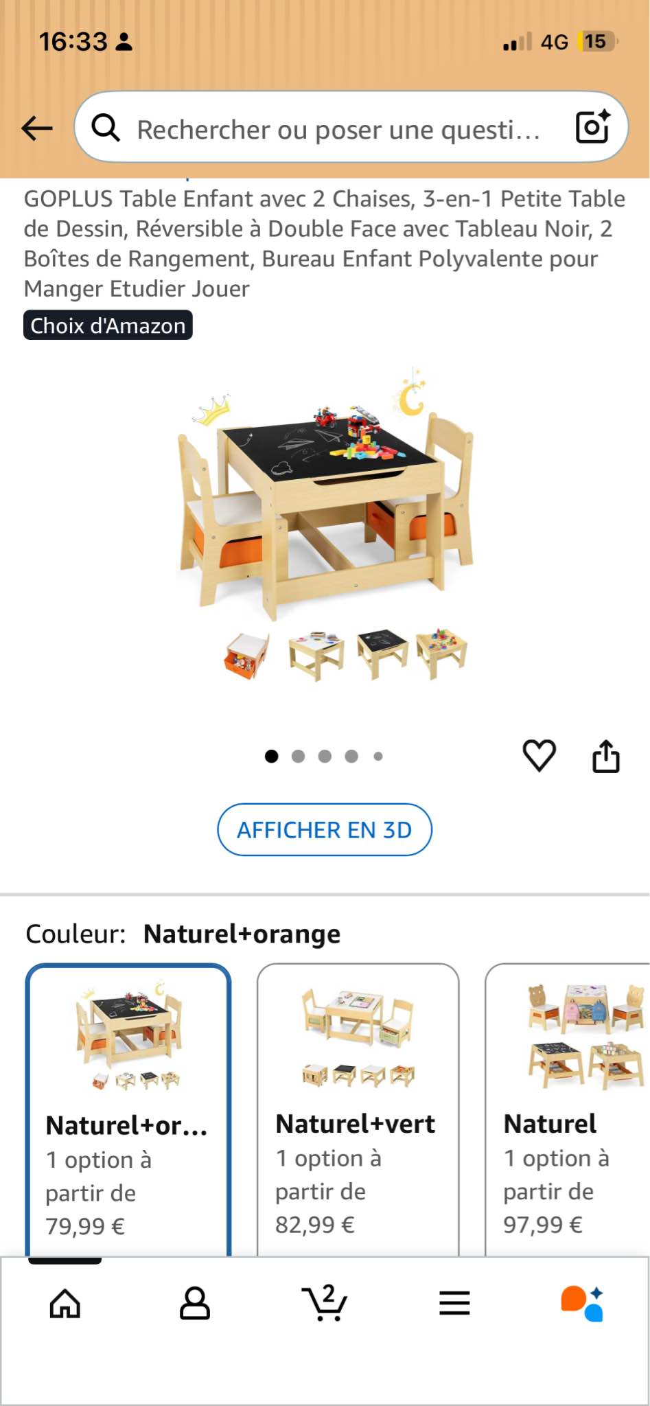 Ensemble Table Chaises Kids Table Enfant GOPLUS 3-en-1 Avec 2 Chaises - Tableau Noir Et Blanc - Rangement Intégré Tableau Réversible