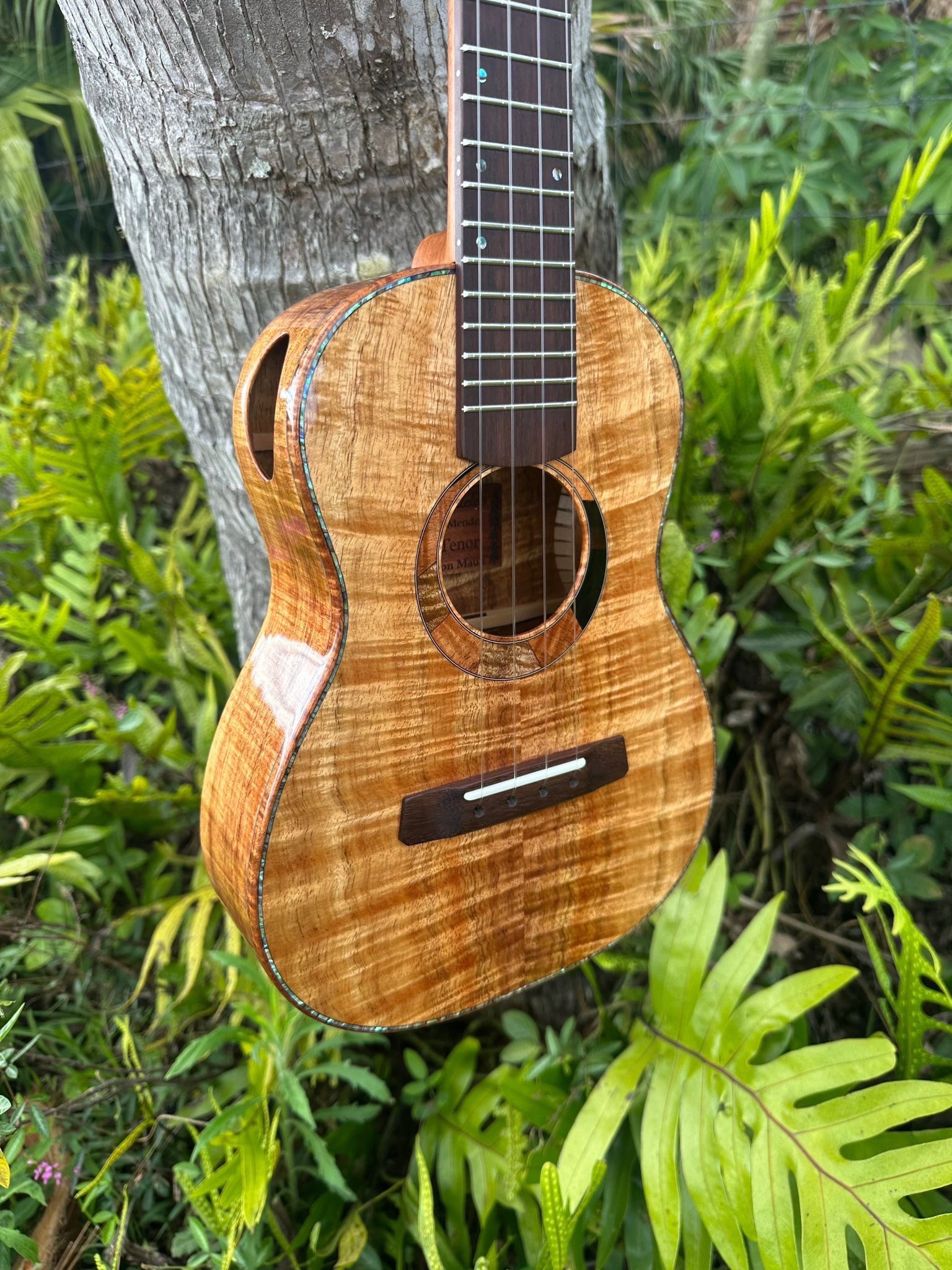 Handmade Pineapple Ukulele with Curly Koa Top and Mango Back and Sides