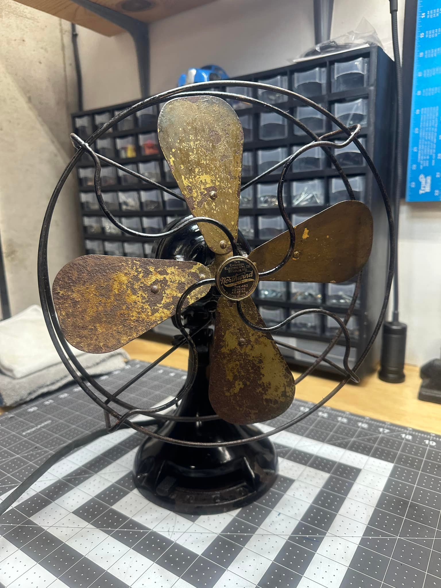 1940年代EMERSON 6250-D10インチ真鍮4枚羽ファン