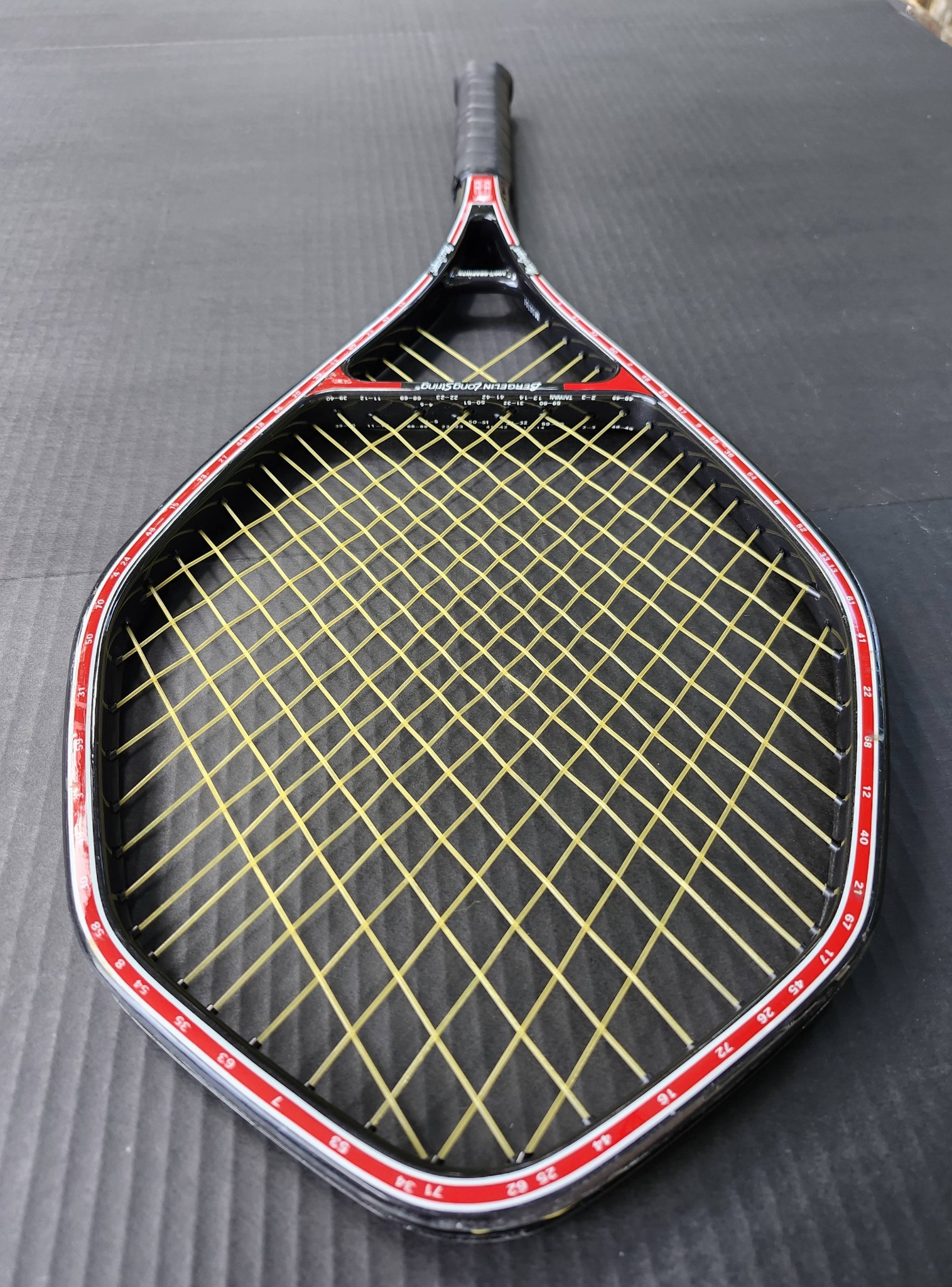 MacGregor Bergelin long string tennis racket